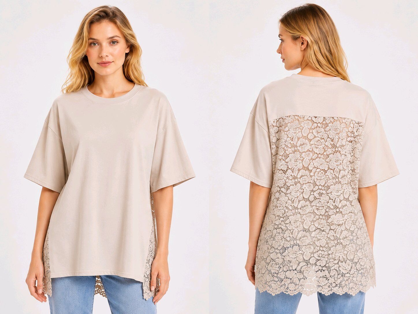 Grossiste MISS KOKO - T-shirt col rond manches courtes avec dos en dentelle