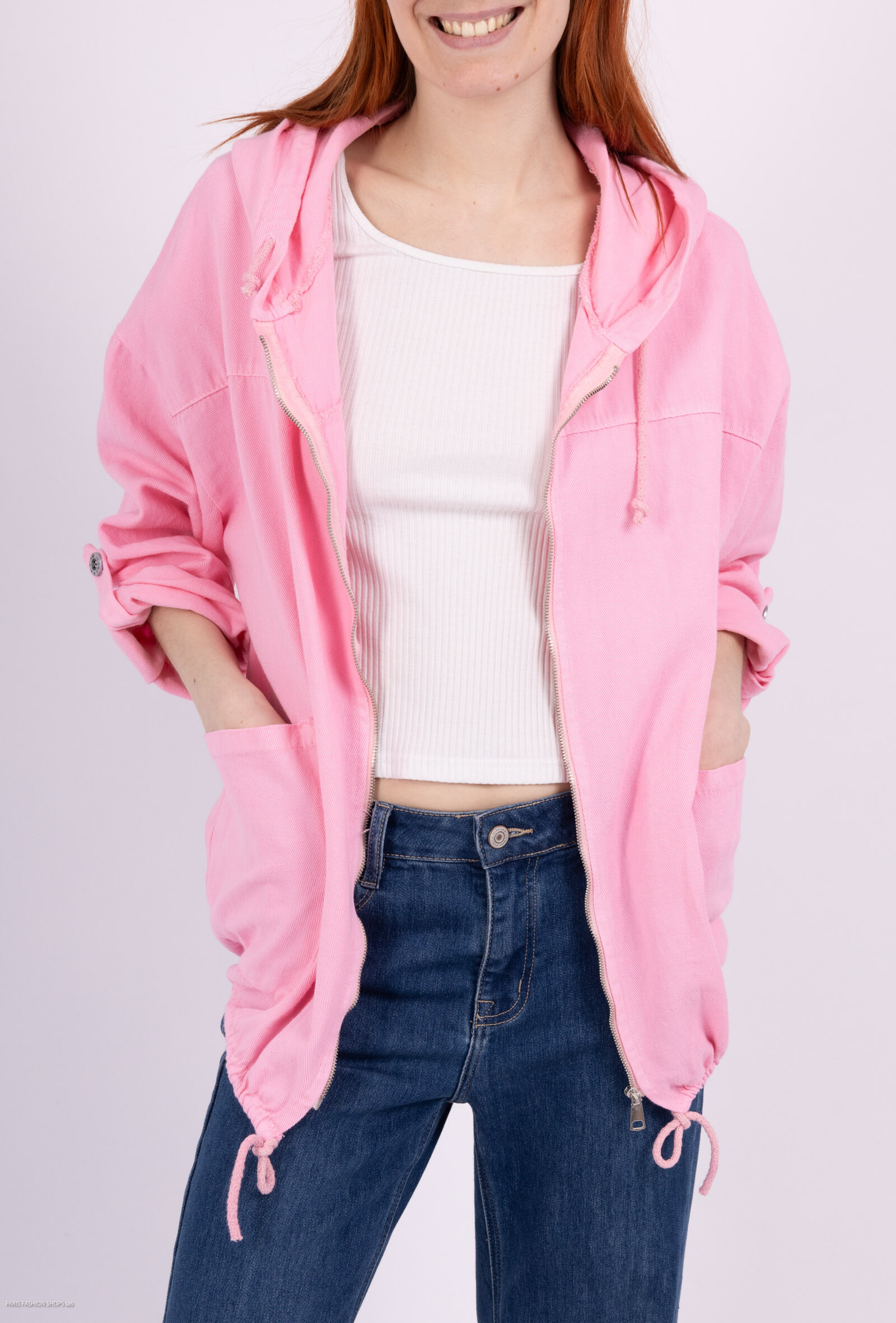 Grossiste MISS KOKO - veste a capuche zippée en coton avec 2 poches
