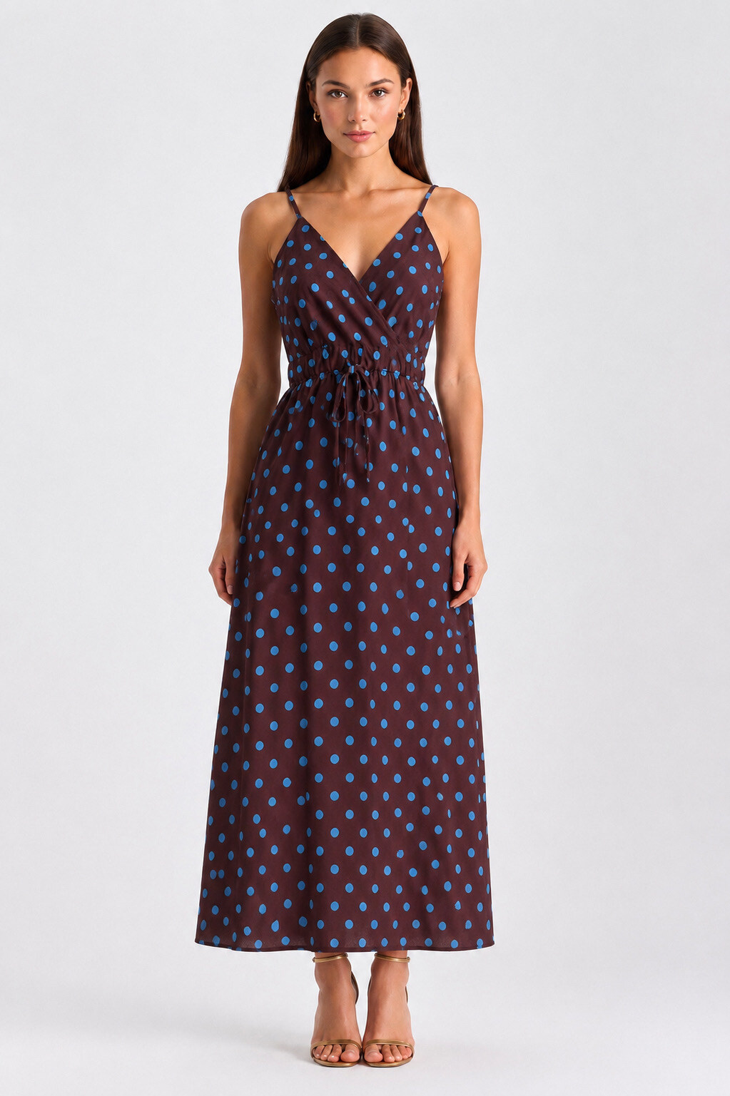 Mayorista MISS SARA - Vestido largo con tirantes ajustables, estampado con detalles dorados