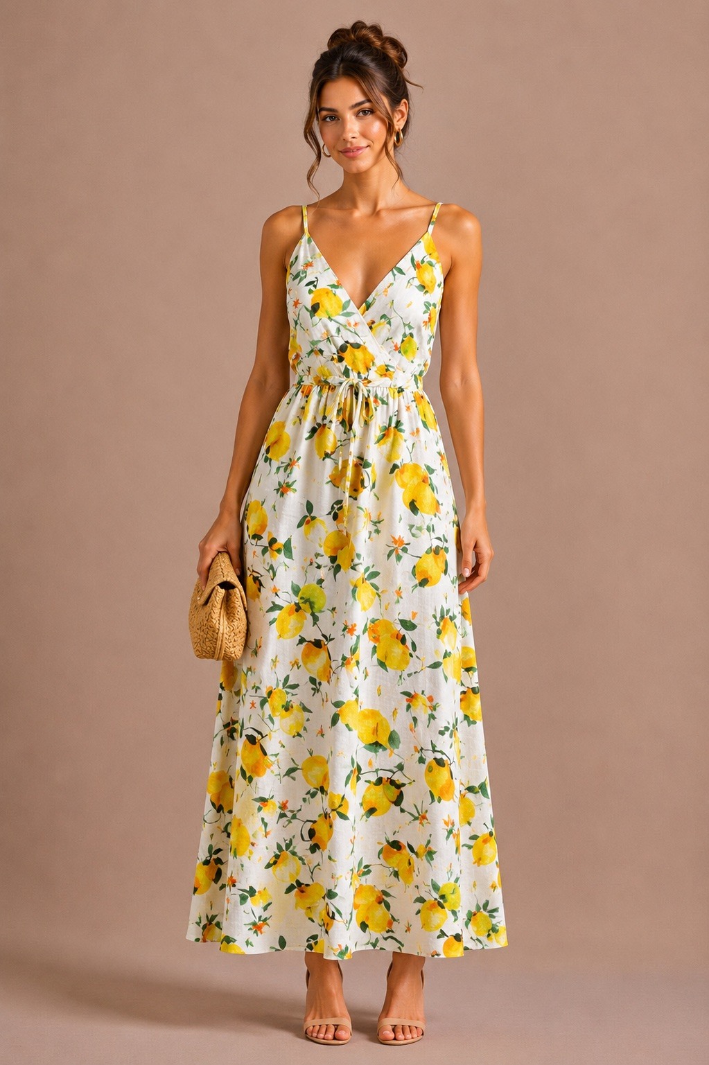 Wholesaler MISS SARA - Lobster print strap dress with golden details