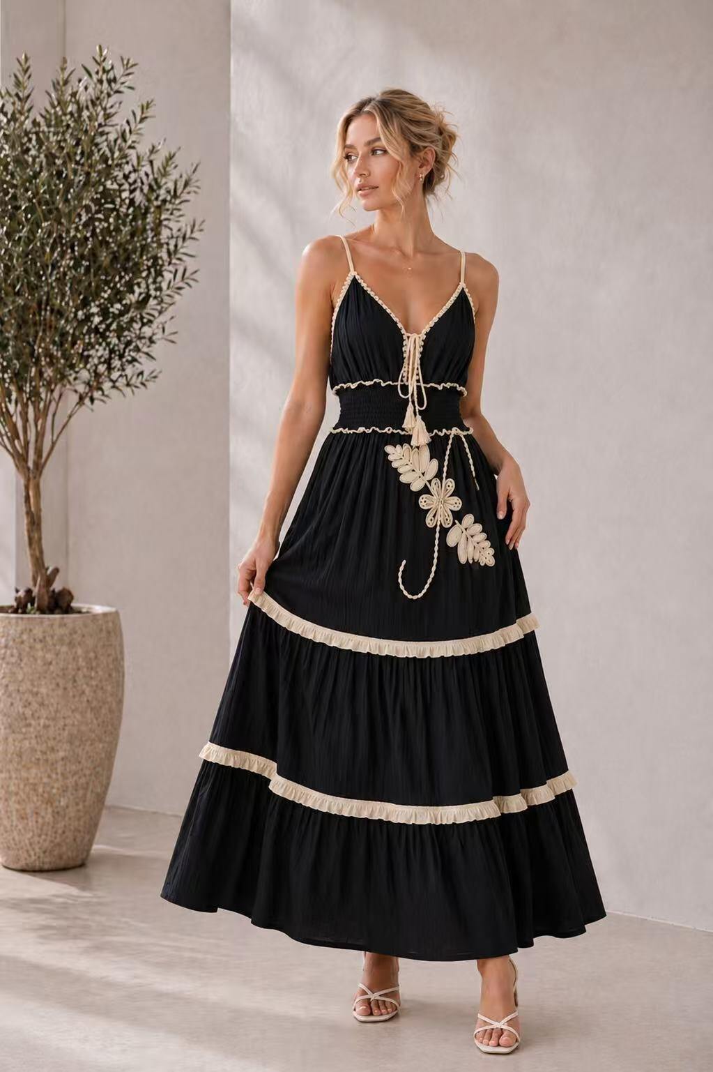 Robe à bretelles bohème chic | Paris Fashion Shops