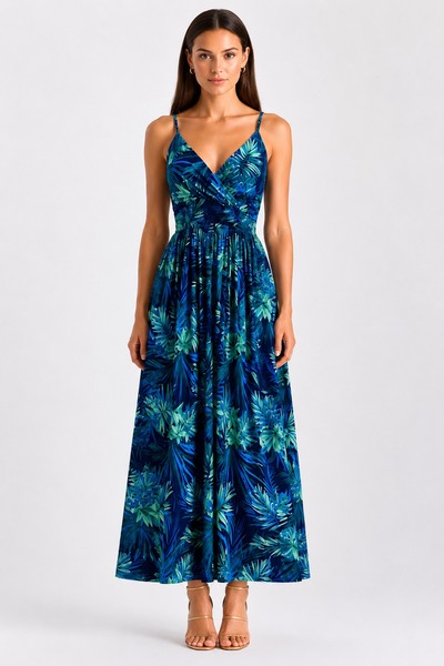 Wholesaler MISS SARA - Long dress with adjustable straps and print Wholesaler MISS SARA - Long dress with adjustable straps and print