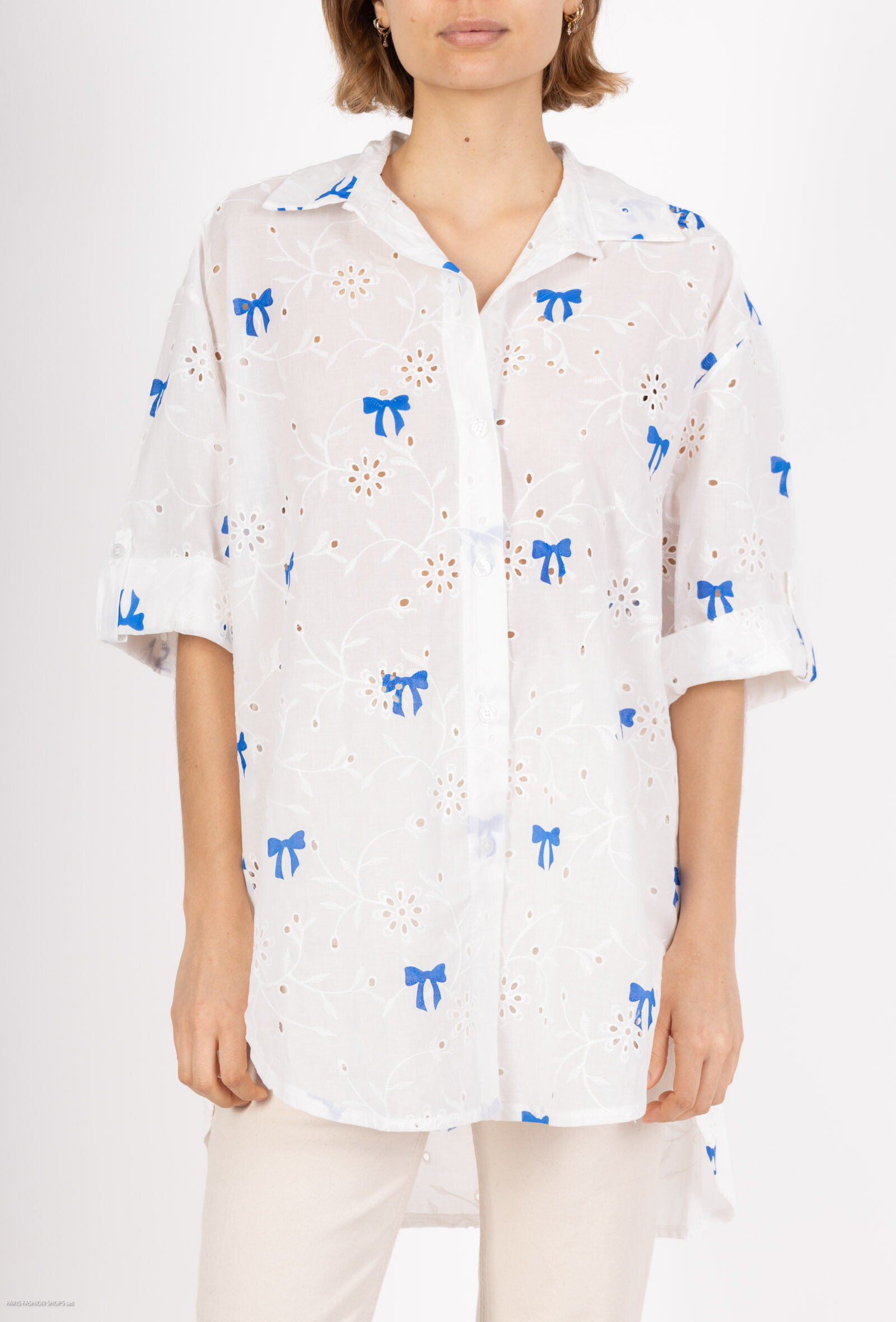 Wholesaler Miss Sissi - Shirt with embroidered and printed