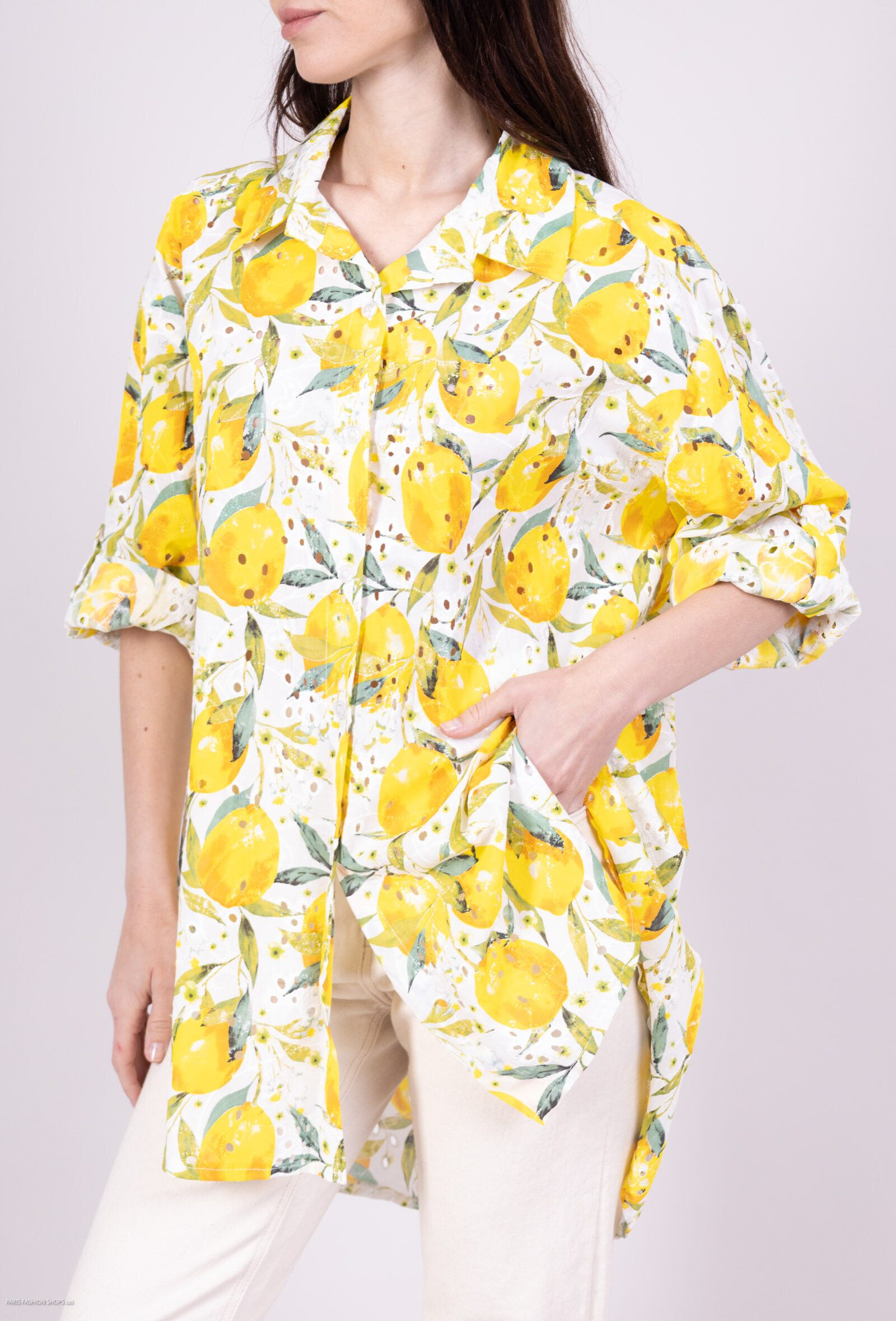 Wholesaler Miss Sissi - Shirt with embroidery and lemon