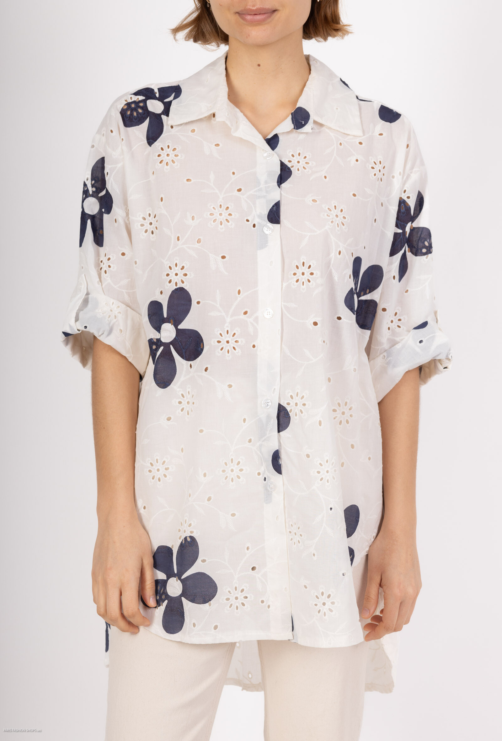 Wholesaler Miss Sissi - Shirt with embroidered and printed