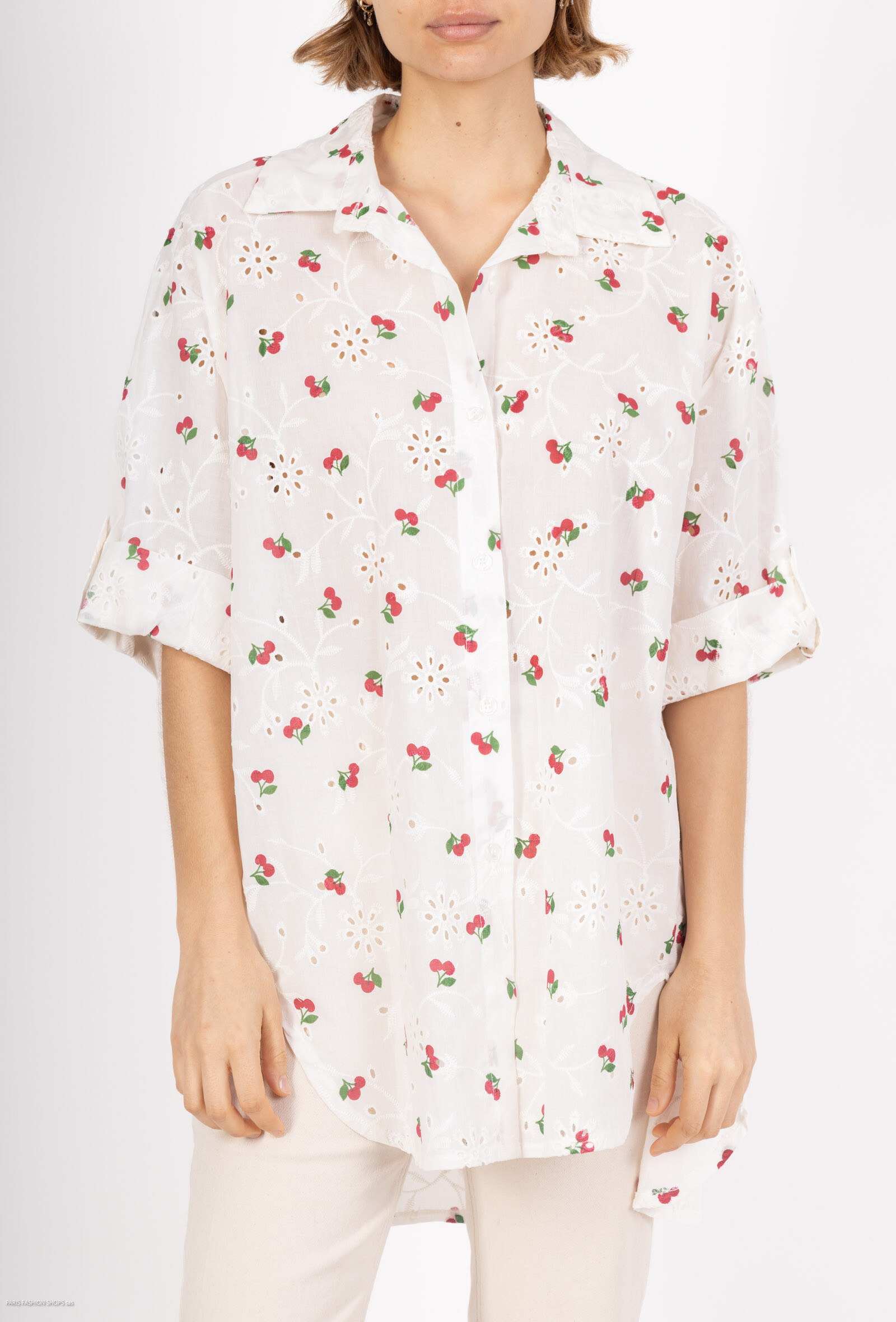 Wholesaler Miss Sissi - Shirt with embroidered and printed