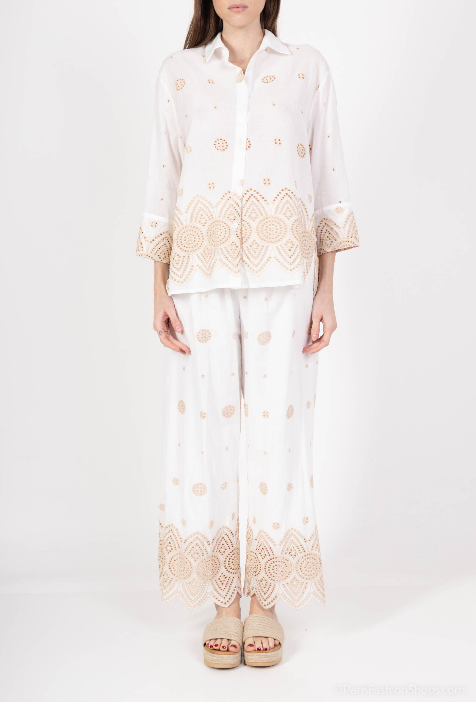 Wholesaler Miss Sissi - TWO PIECED TO STORE SHIRTS AND EMBRODE PANTERS