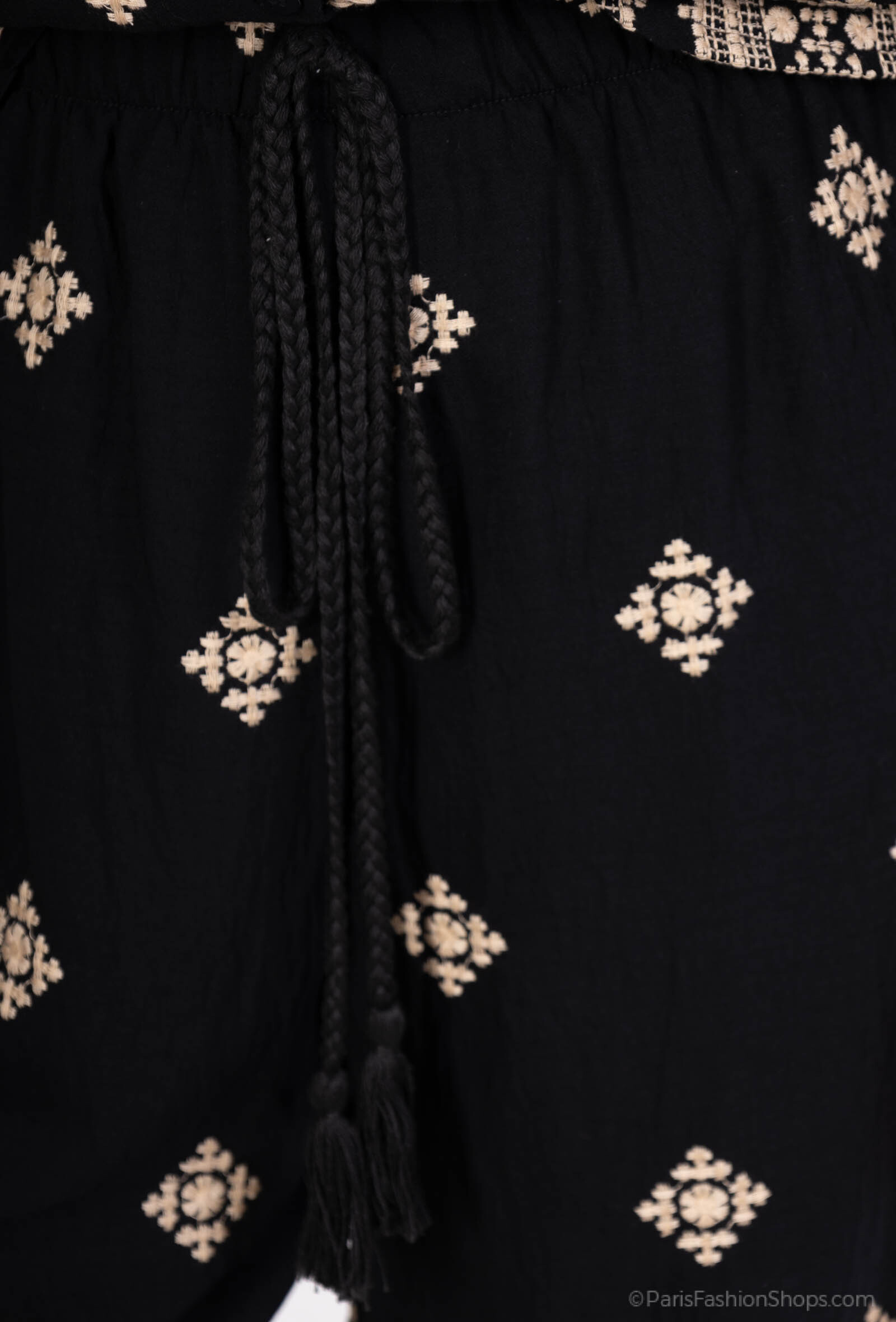 ensemble deux pièces chemise et pantalons à brodé - Noir - 5 - grand format
