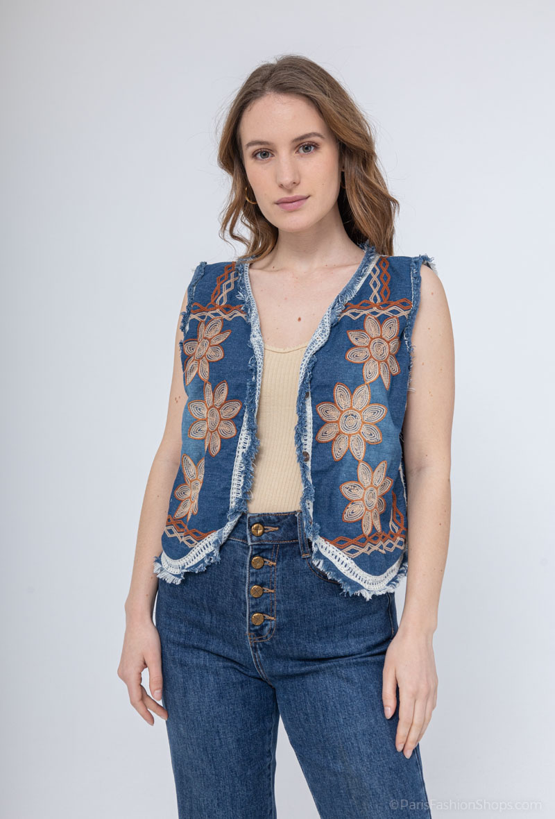 Wholesaler Miss Sissi - Sleeveless denim vest
