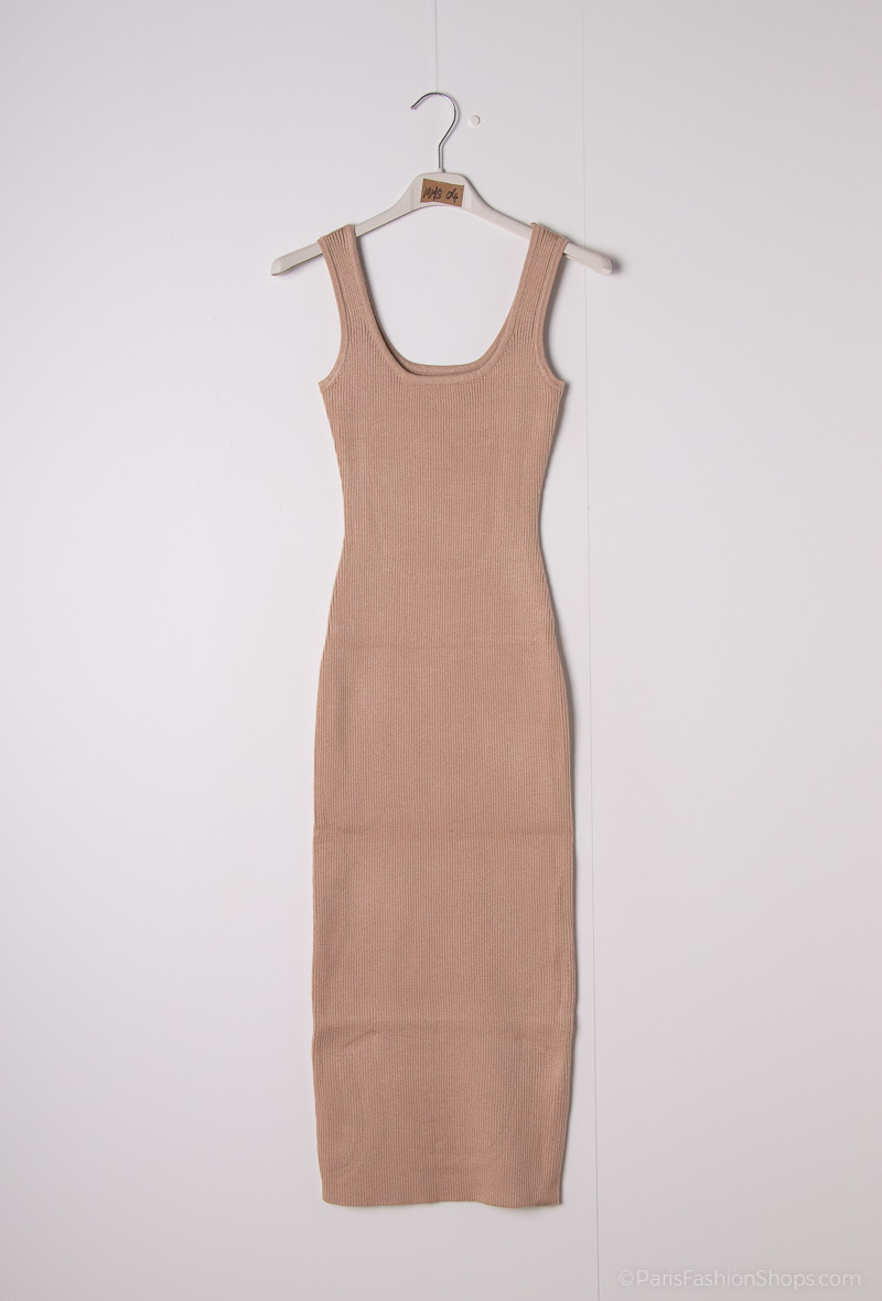 ROBE EN MAILLE - Beige - 1 - grand format
