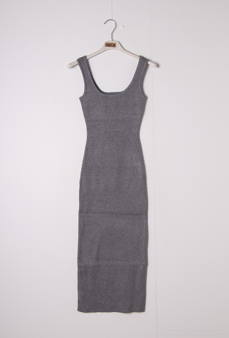 ROBE EN MAILLE - Gris - 1 - grand format