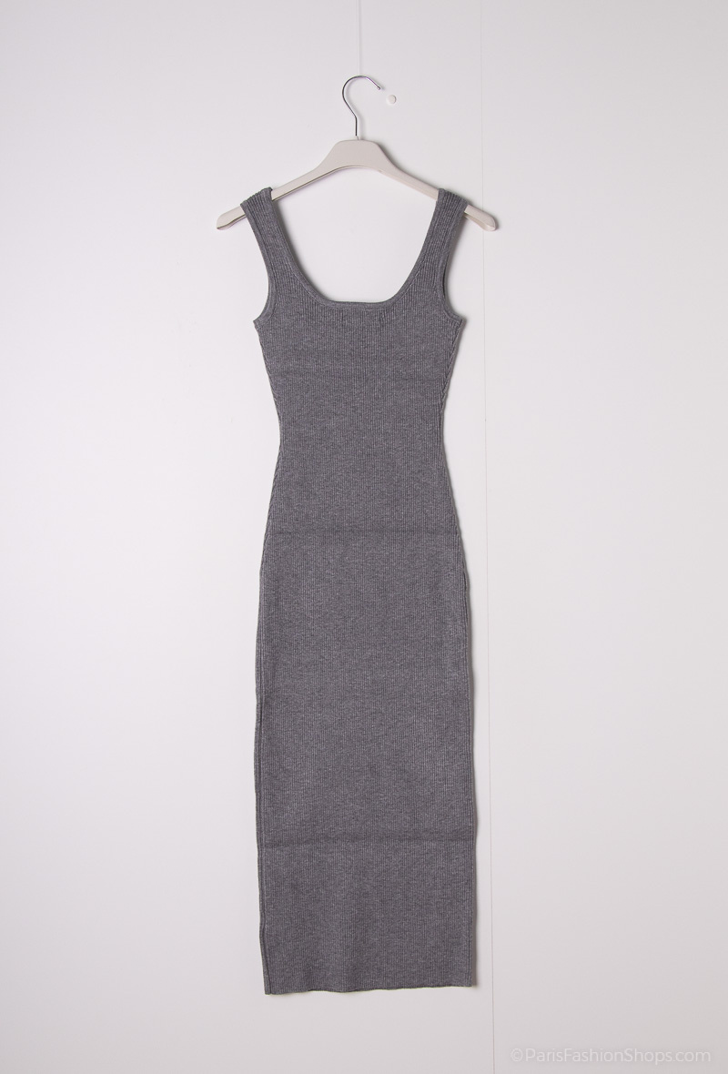 ROBE EN MAILLE - Gris - 2 - grand format