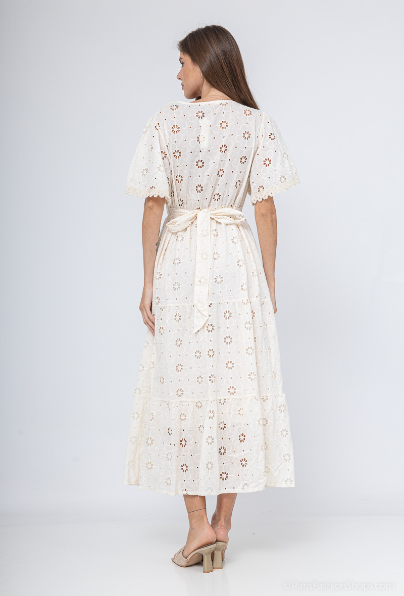 langes besticktes Kleid - Beige - 4 - Großformat