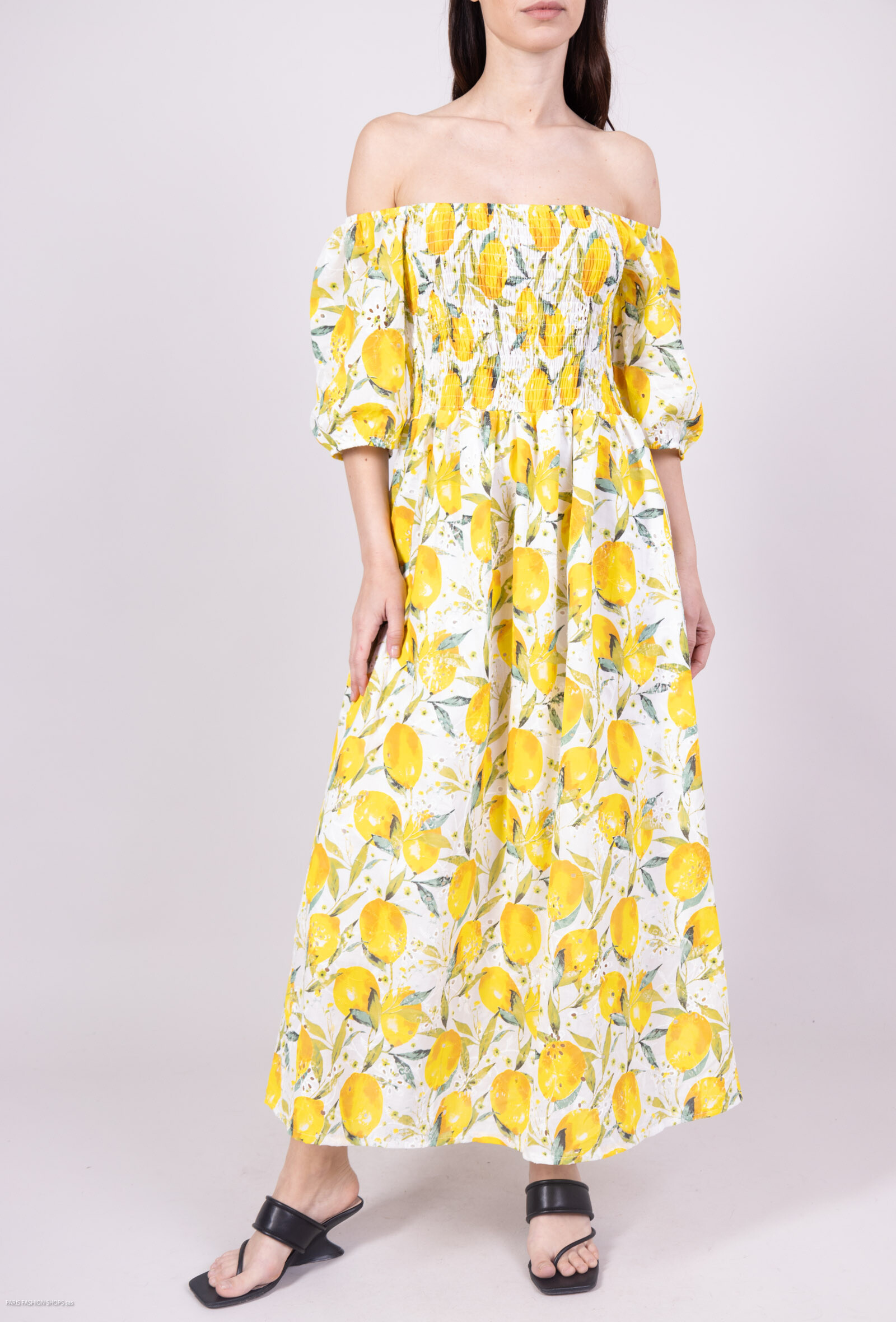 Wholesaler Miss Sissi - Dress with embroidery and lemon