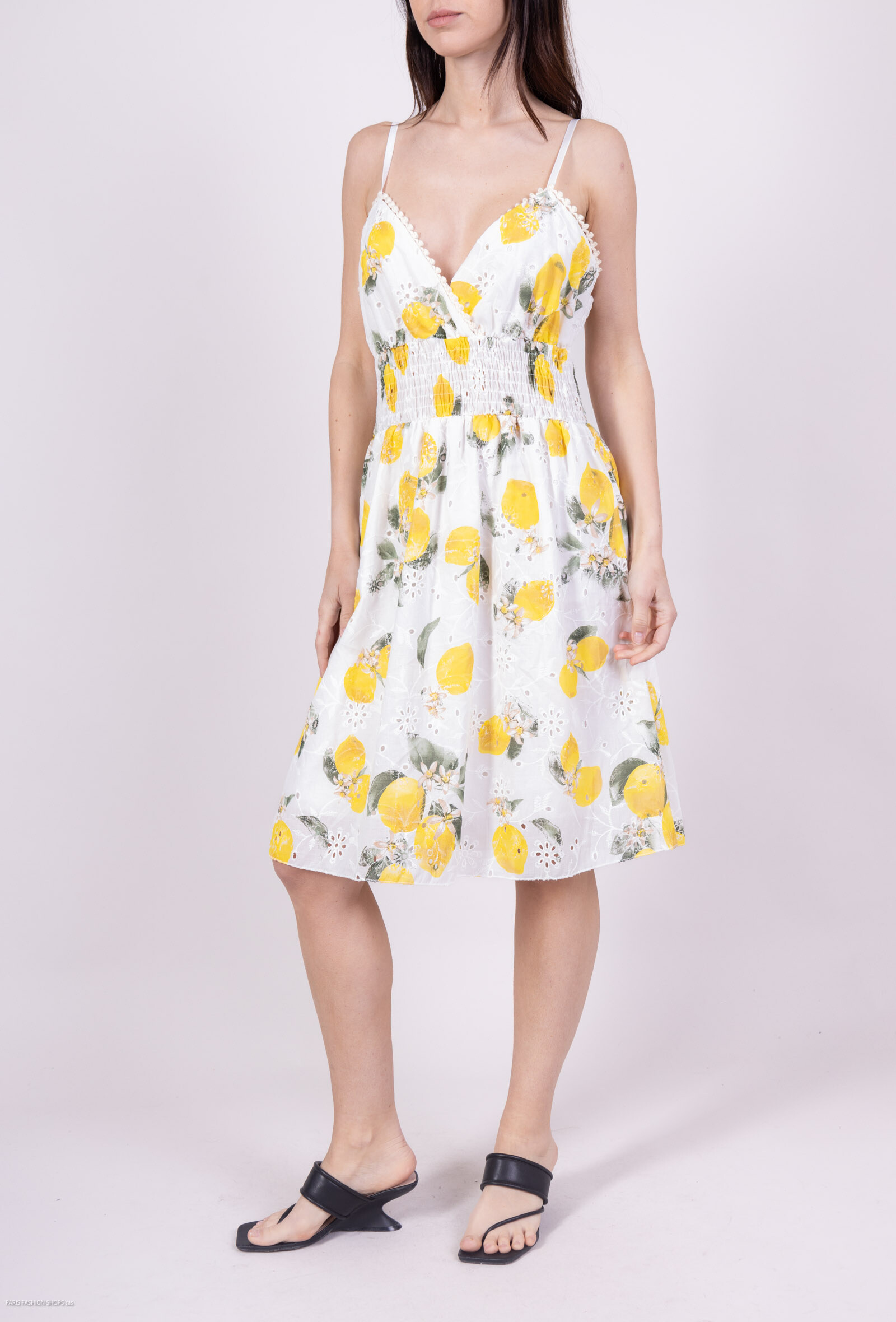 Wholesaler Miss Sissi - Dress with embroidery and lemon