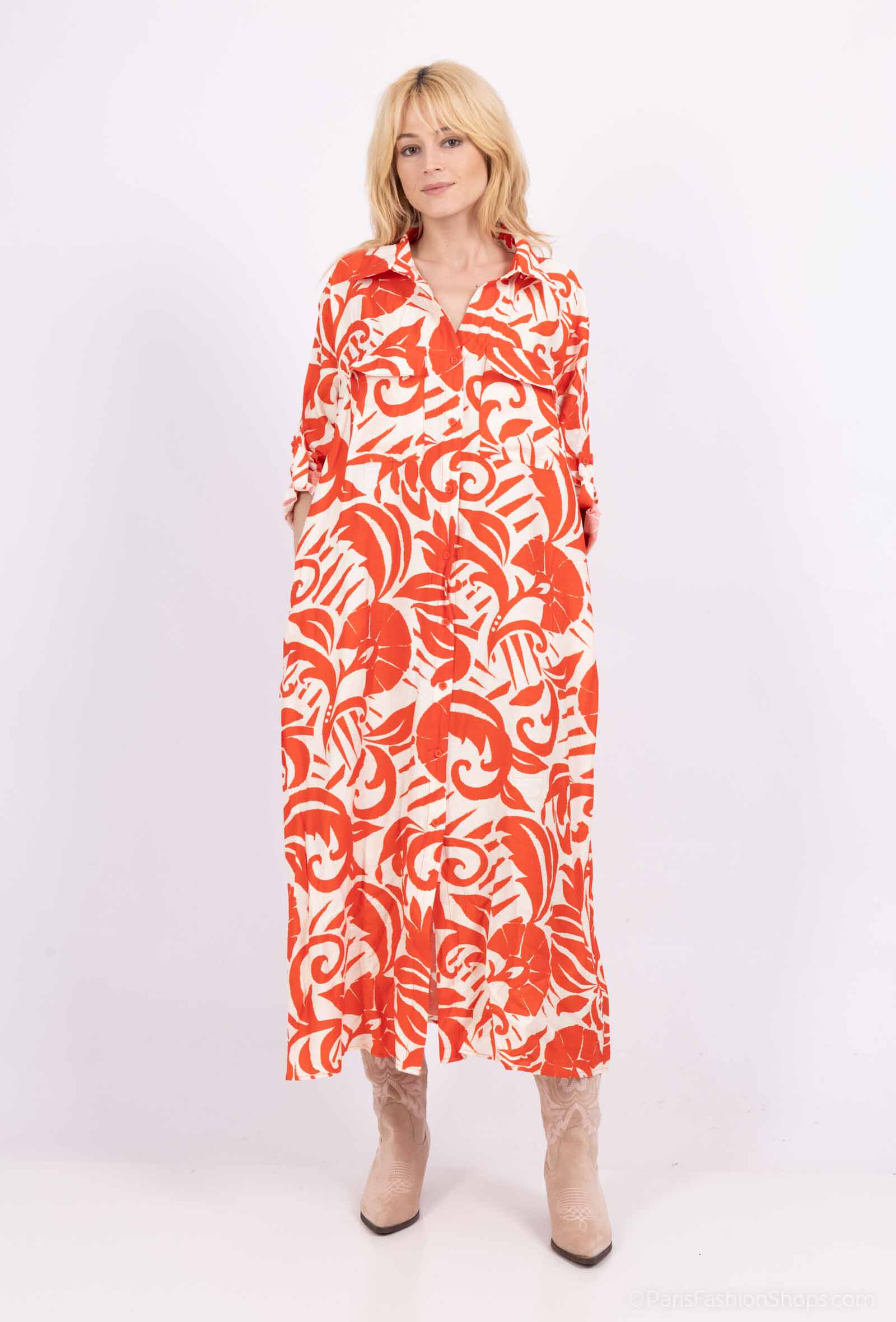 Wholesaler Miss Sissi - printed shirt dress