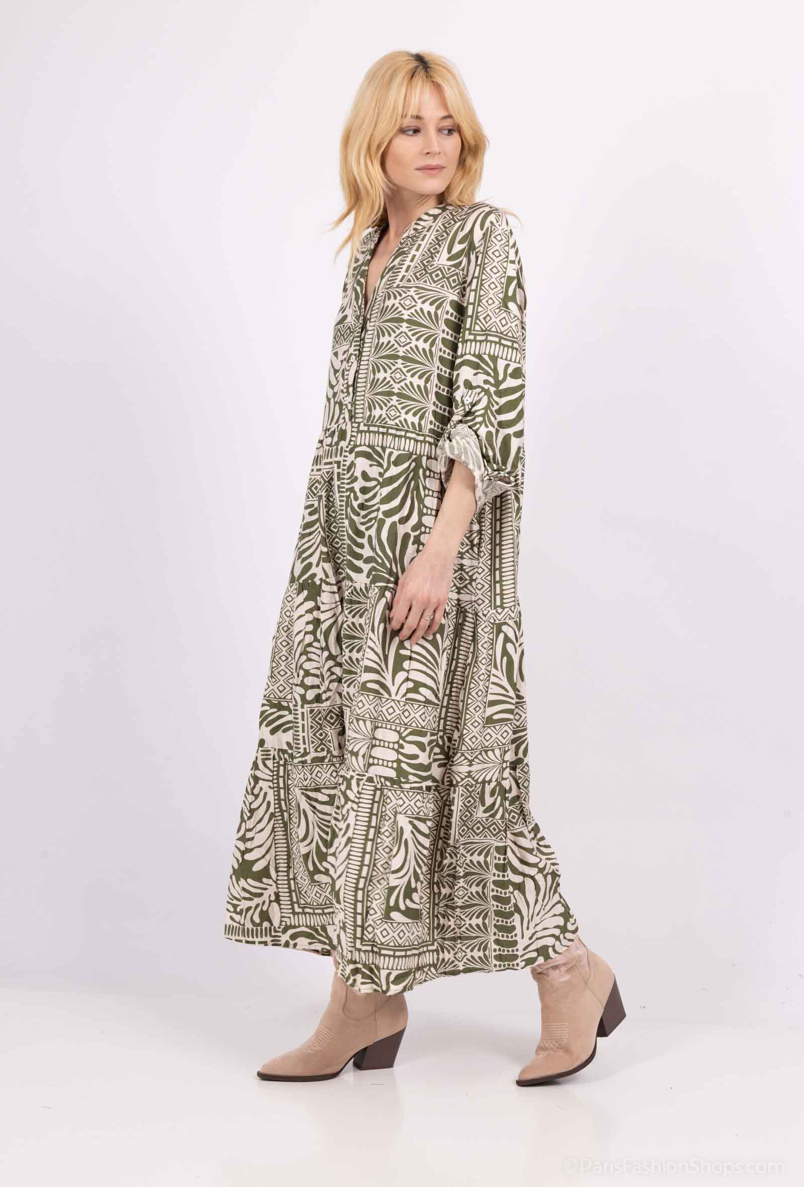 vestido estampado - Verde lima 2 - miniatura