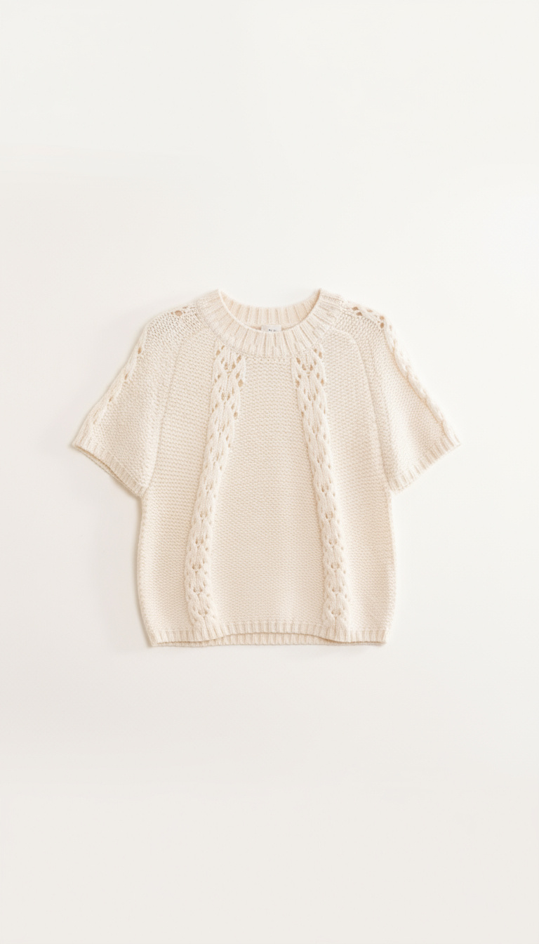 Pull femme léger fait en viscose et polyamide avec détail tressé