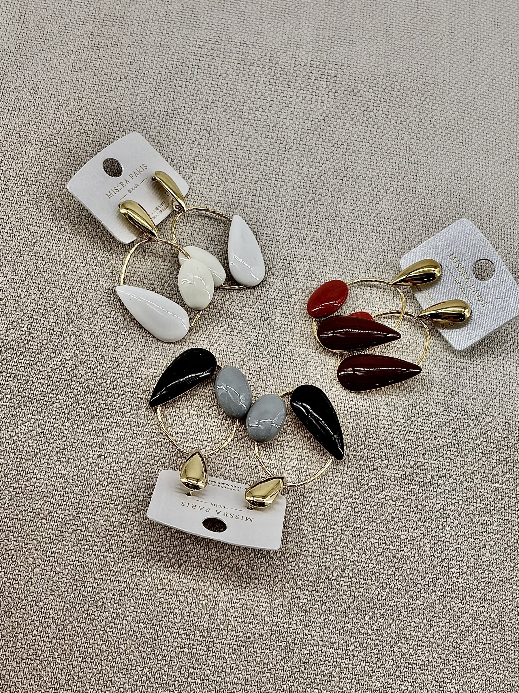 Grossiste Missra Paris - LOT DE 3 BOUCLES D'OREILLES EN ACIER INOXYDABLE