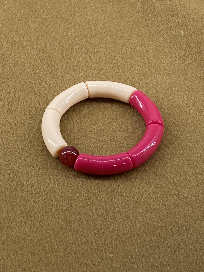 Grossiste Missra Paris - Bracelet jonc élastiqué  - Résine acrylique-large1.2CM