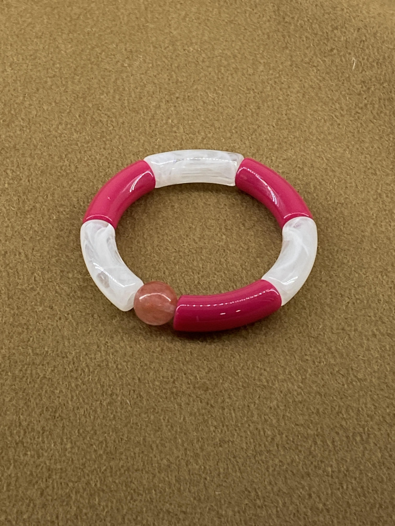 Grossista Missra Paris - Bracciale rigido elasticizzato - Resina acrilica-larga 1.2CM