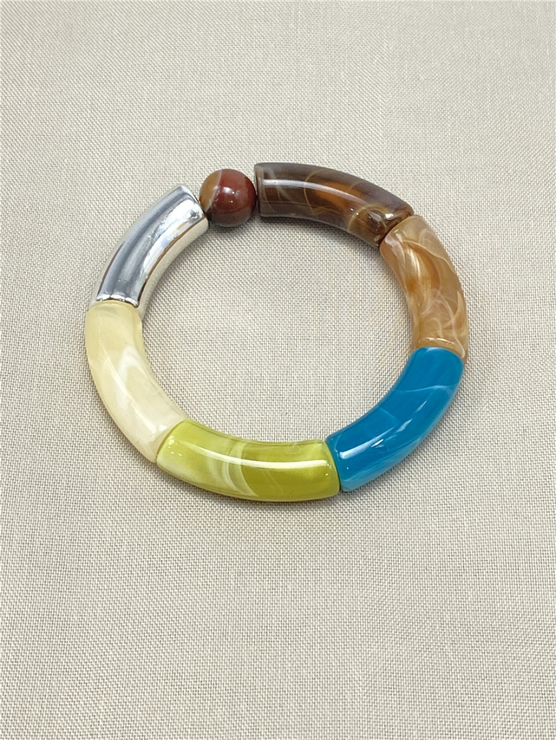 Grossista Missra Paris - Bracciale rigido elasticizzato - Resina acrilica larga