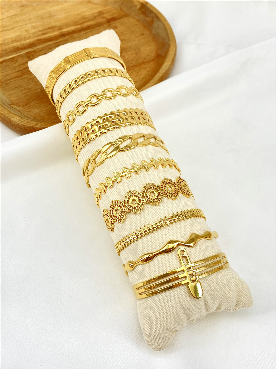 Grossista Missra Paris - Set di 10 braccialetti in acciaio inossidabile