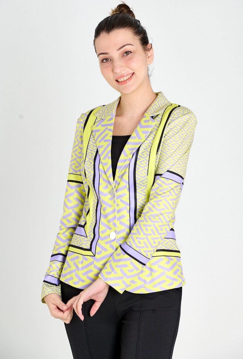 Wholesaler Missy Tekstil - Printed blazer with rhinestones