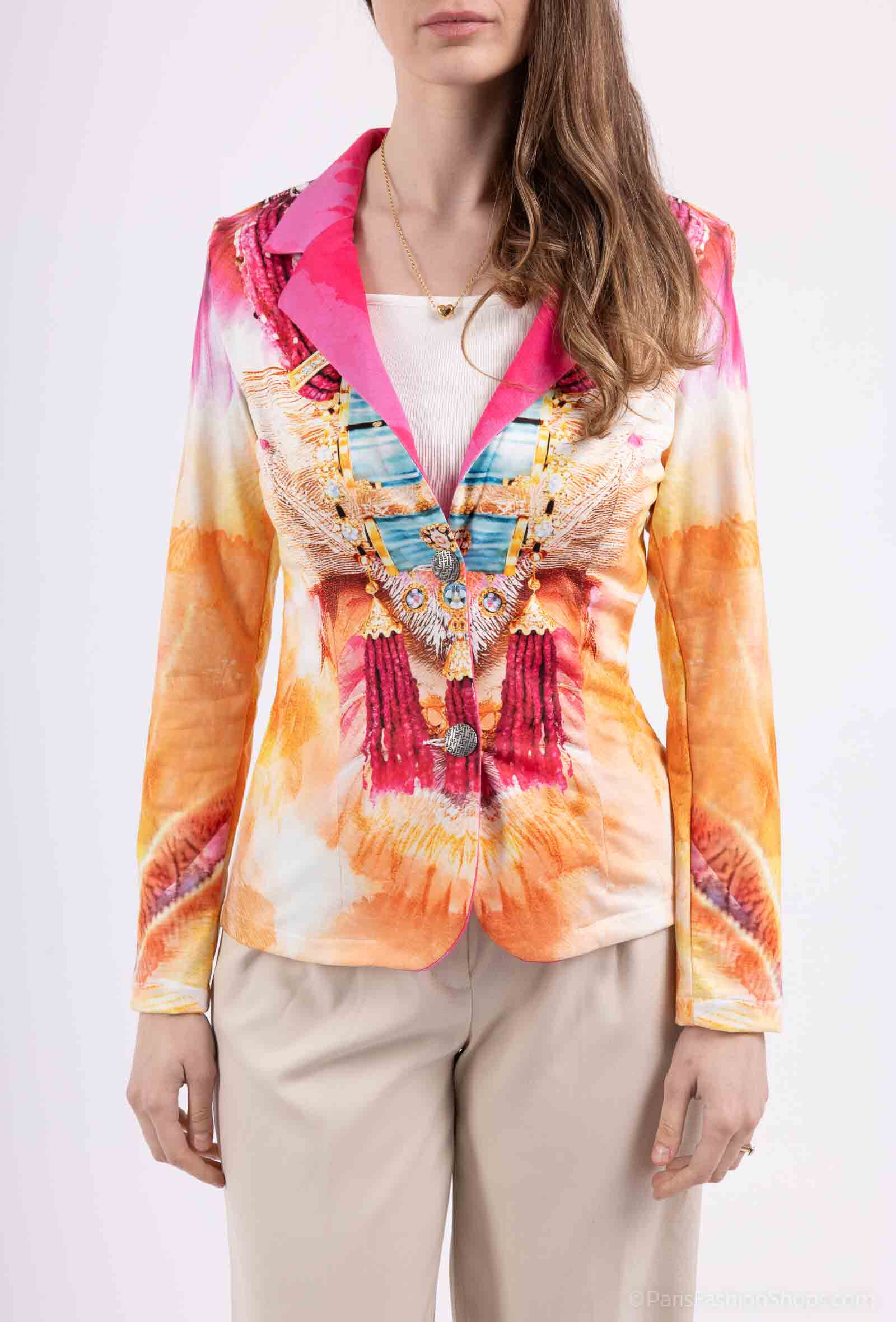 Wholesaler Missy Tekstil - Printed blazer with rhinestones