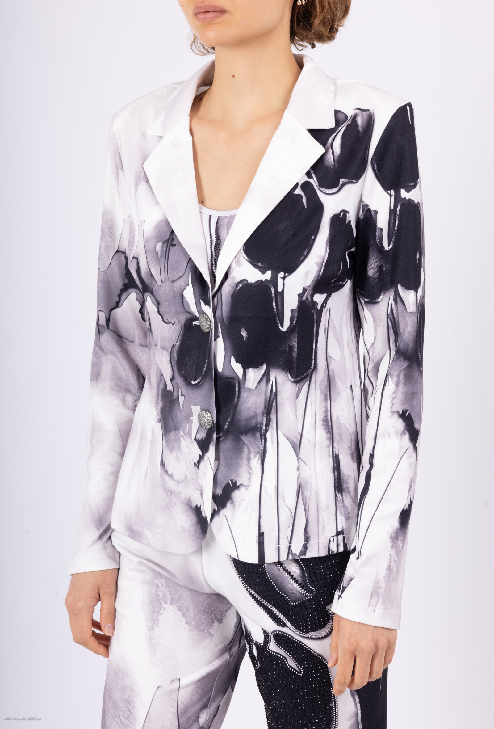 Wholesaler Missy Tekstil - Printed blazer with rhinestones