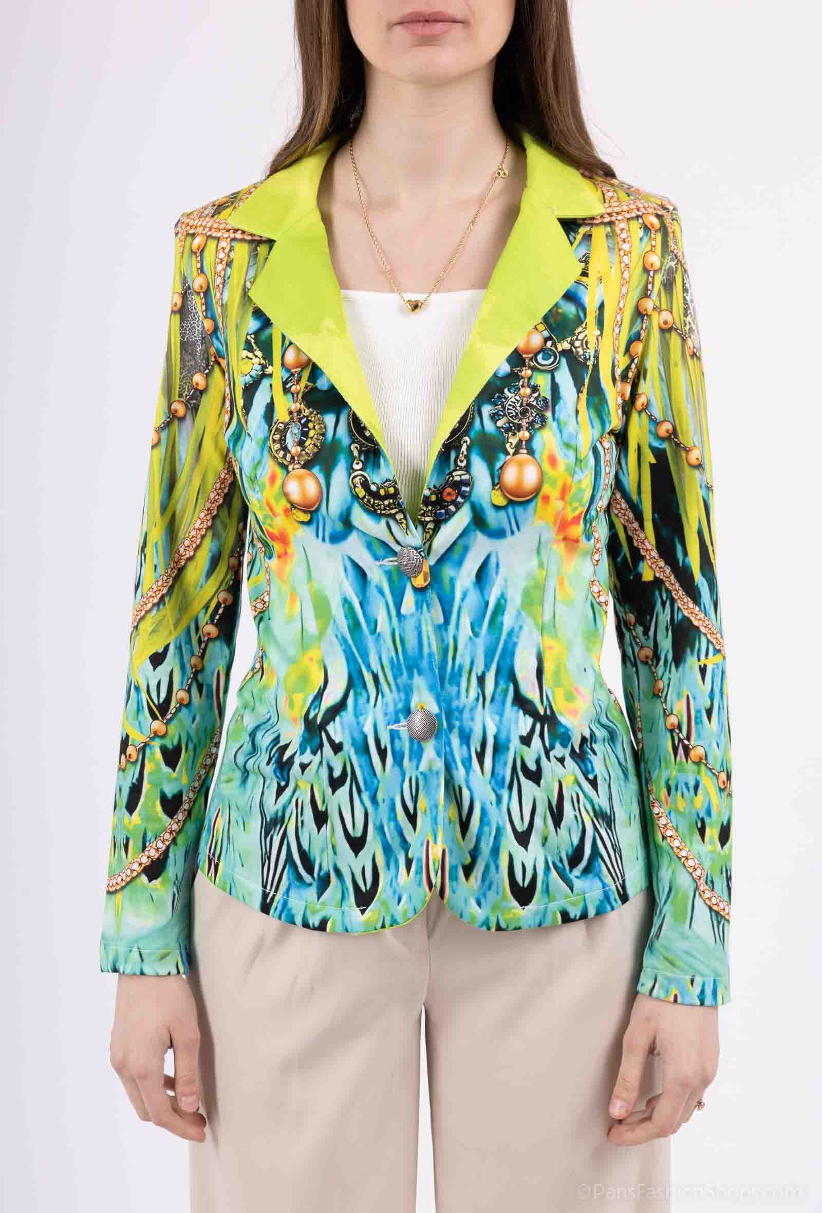 Wholesaler Missy Tekstil - Printed blazer with rhinestones
