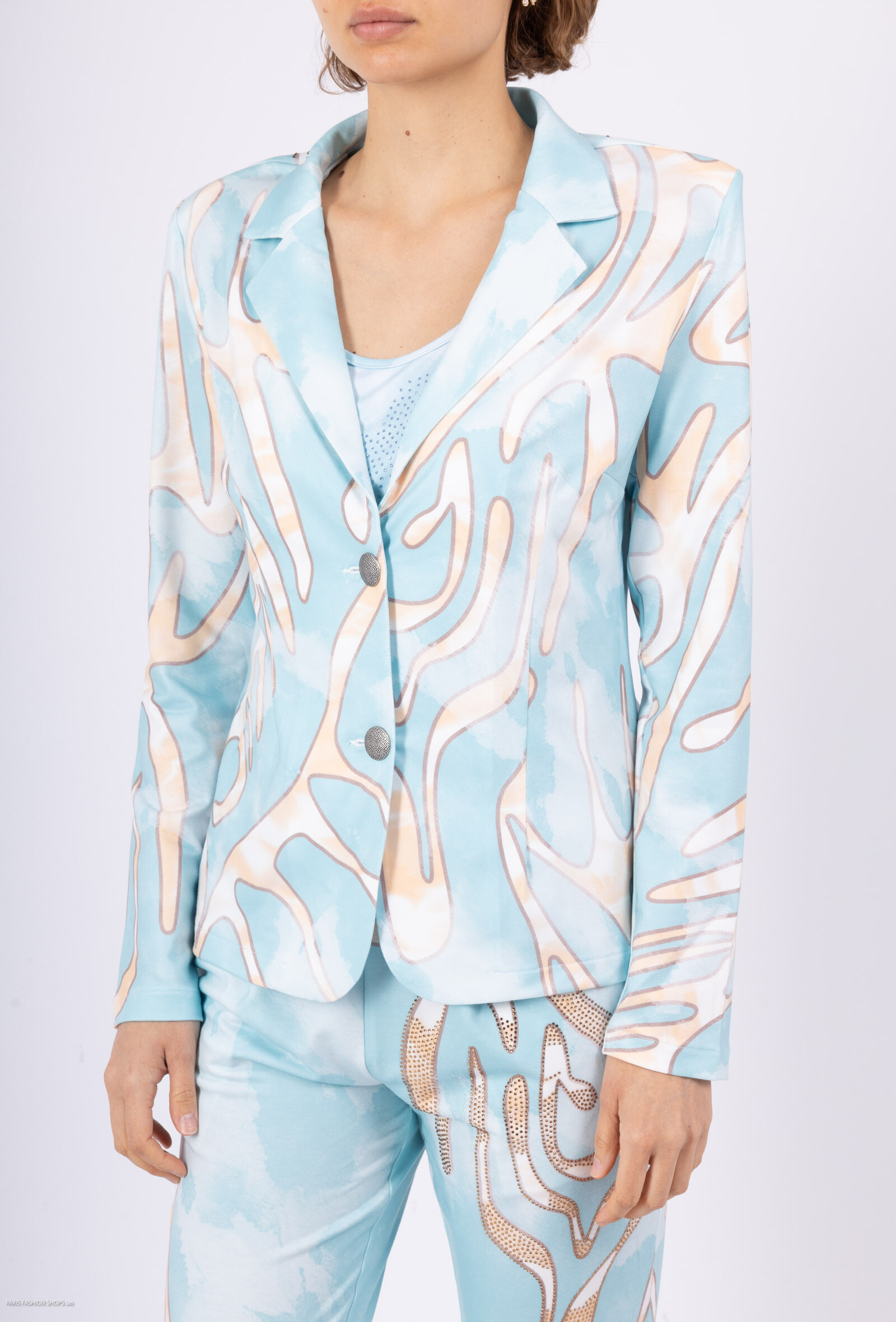 Wholesaler Missy Tekstil - Printed blazer with rhinestones