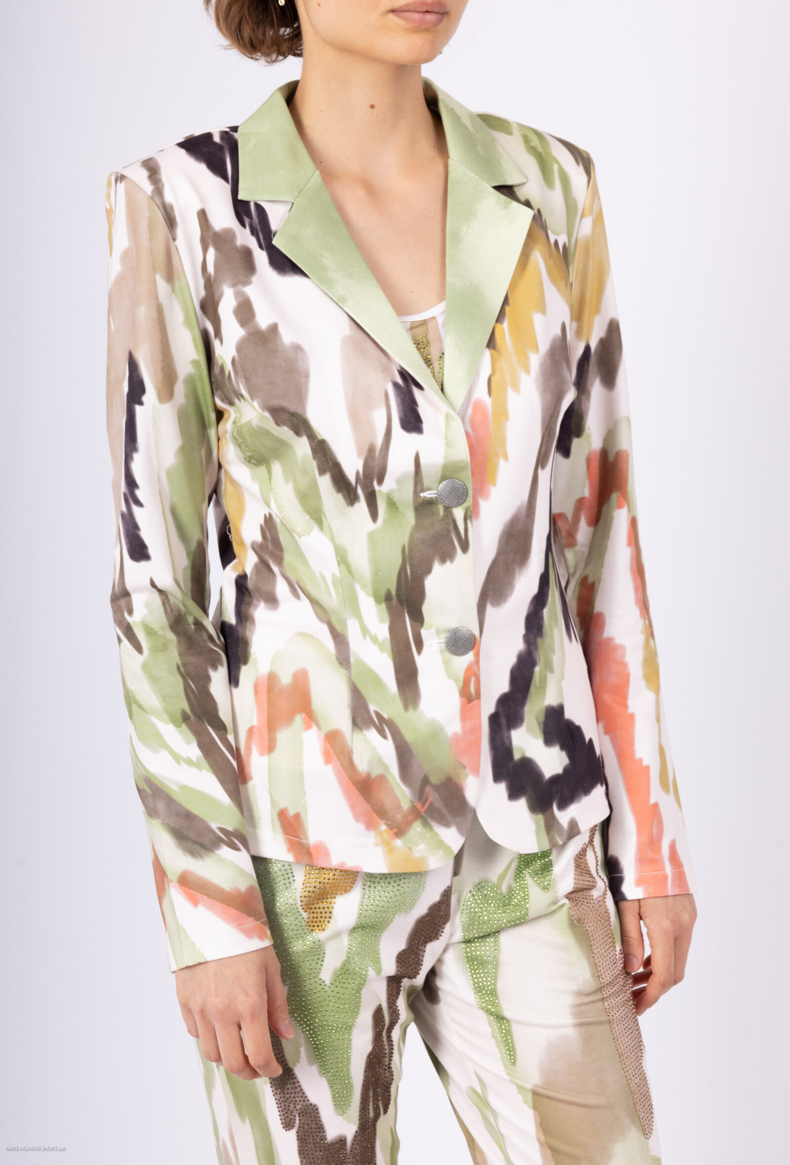 Wholesaler Missy Tekstil - Printed blazer with rhinestones