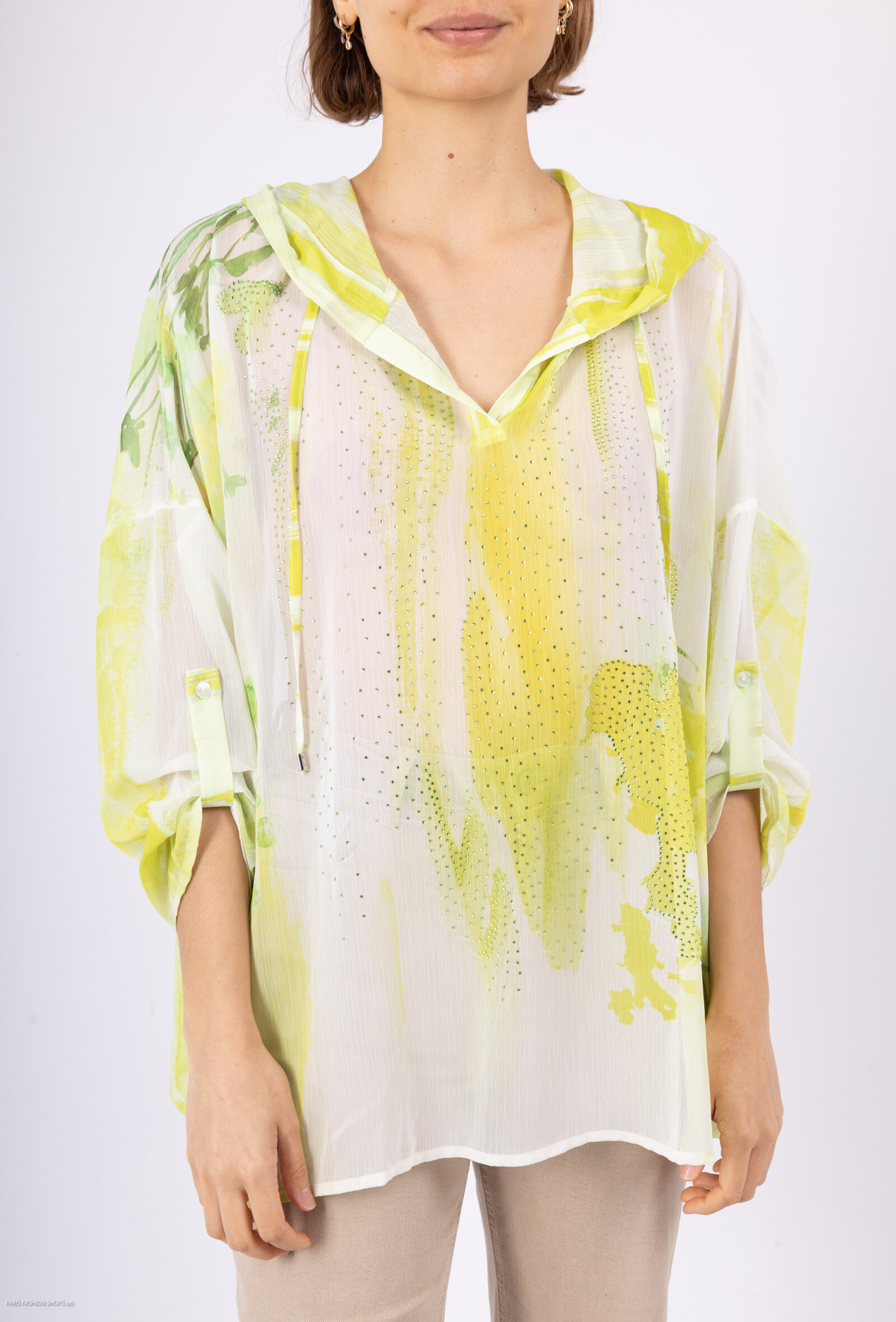 Wholesaler Missy Tekstil - Transparent hooded blouse