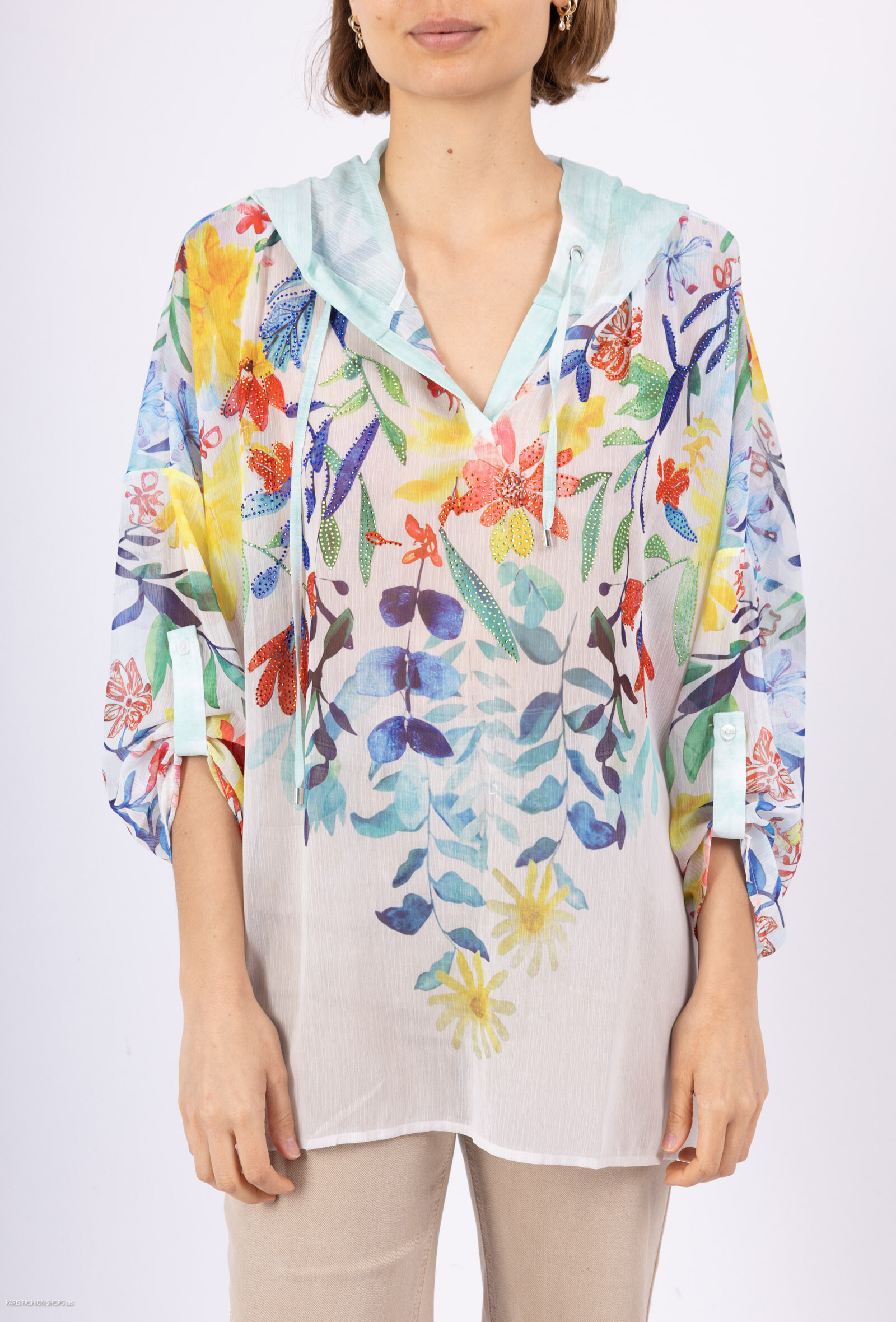 Wholesaler Missy Tekstil - Transparent hooded blouse
