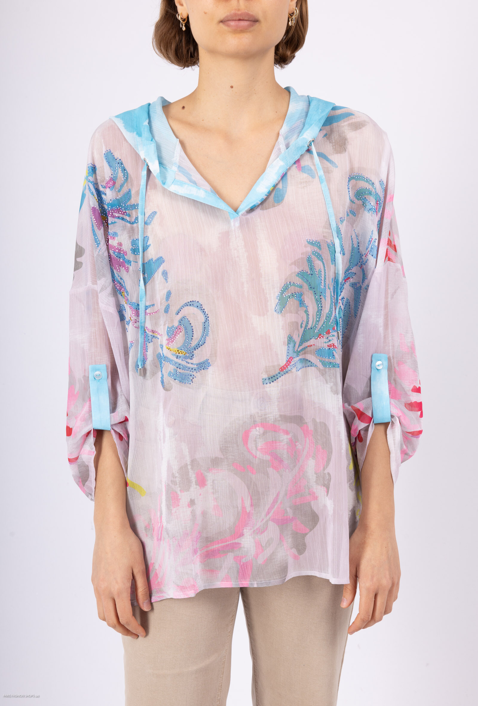 Wholesaler Missy Tekstil - Transparent hooded blouse