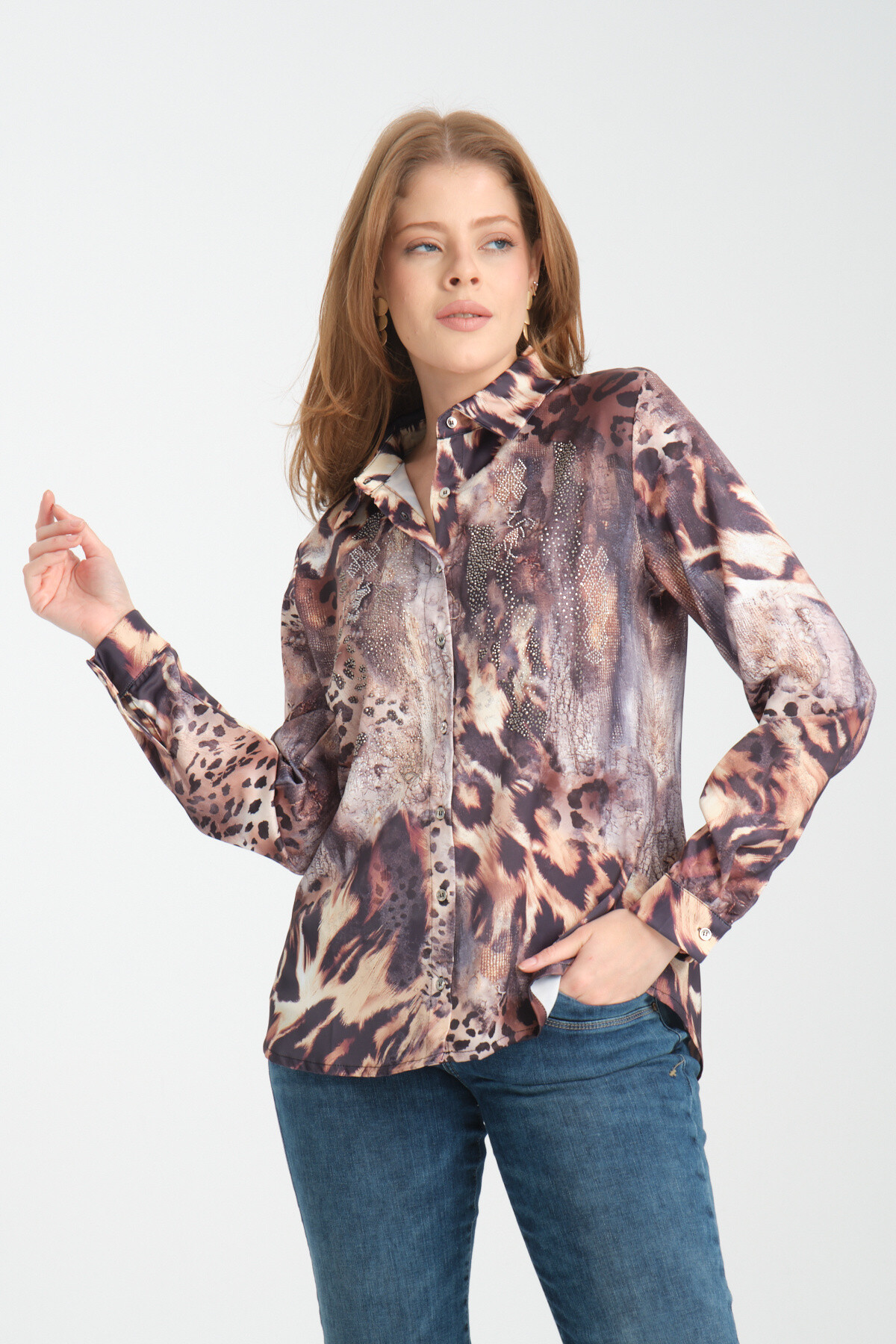 Mayorista Missy Tekstil - Camisa con estampado de strass