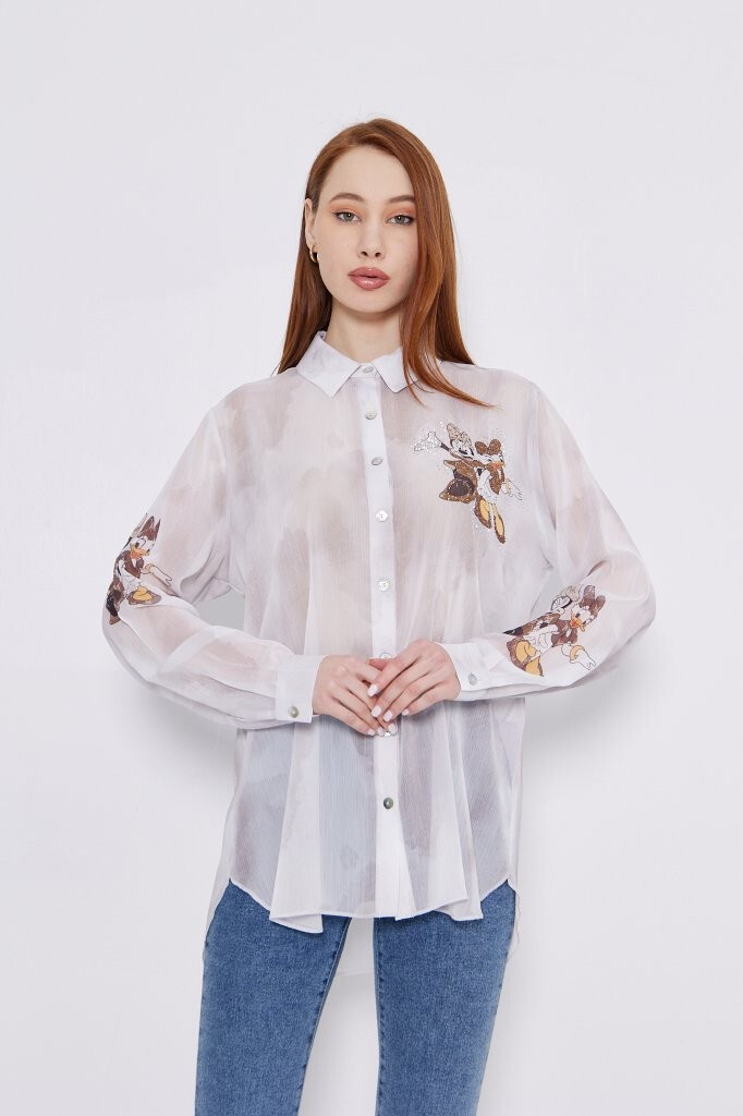 Wholesaler Missy Tekstil - Printed shirt with rhinestones