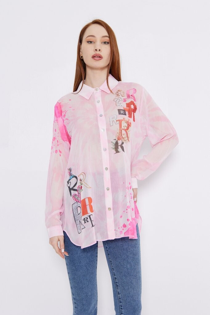 Wholesaler Missy Tekstil - Printed shirt with rhinestones