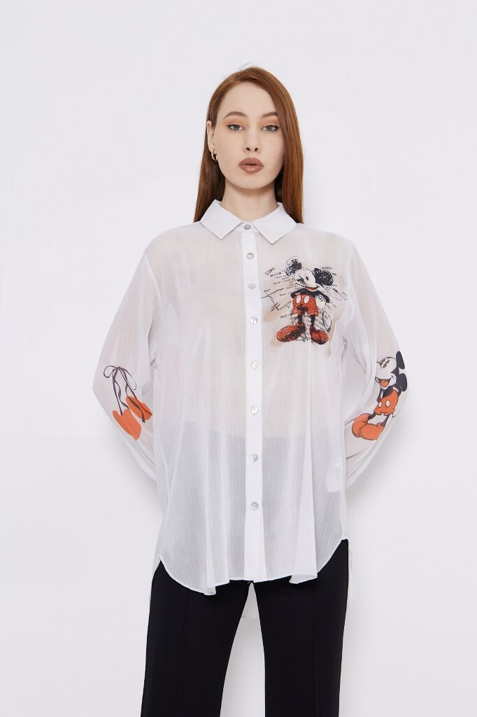 Wholesaler Missy Tekstil - Printed shirt with rhinestones