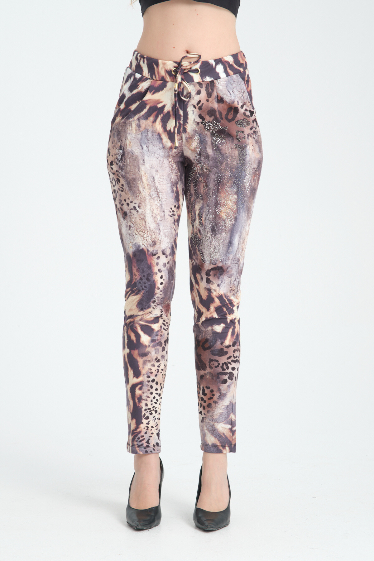 Wholesaler Missy Tekstil - Printed pants with rhinestones