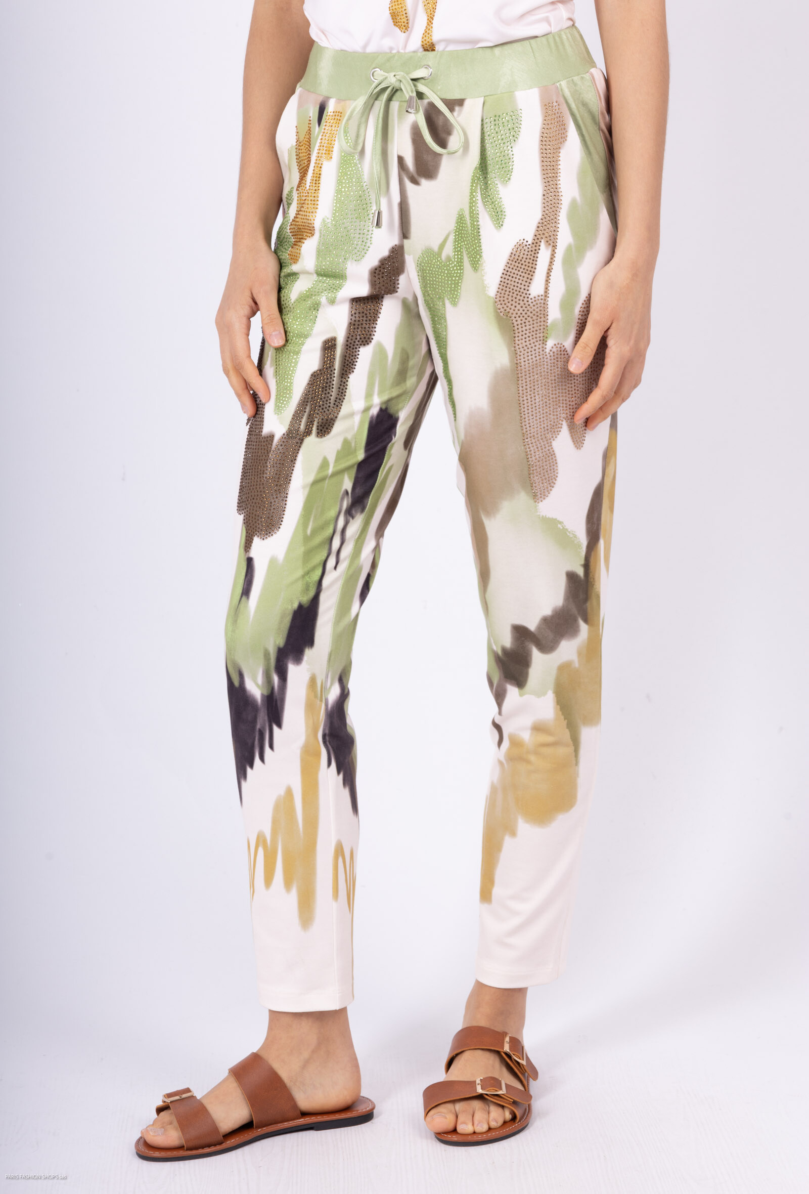 Wholesaler Missy Tekstil - Printed pants with rhinestones