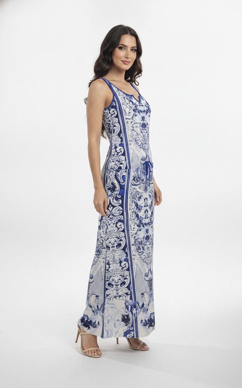 Großhändler Missy Tekstil - Blue Heritage Maxikleid