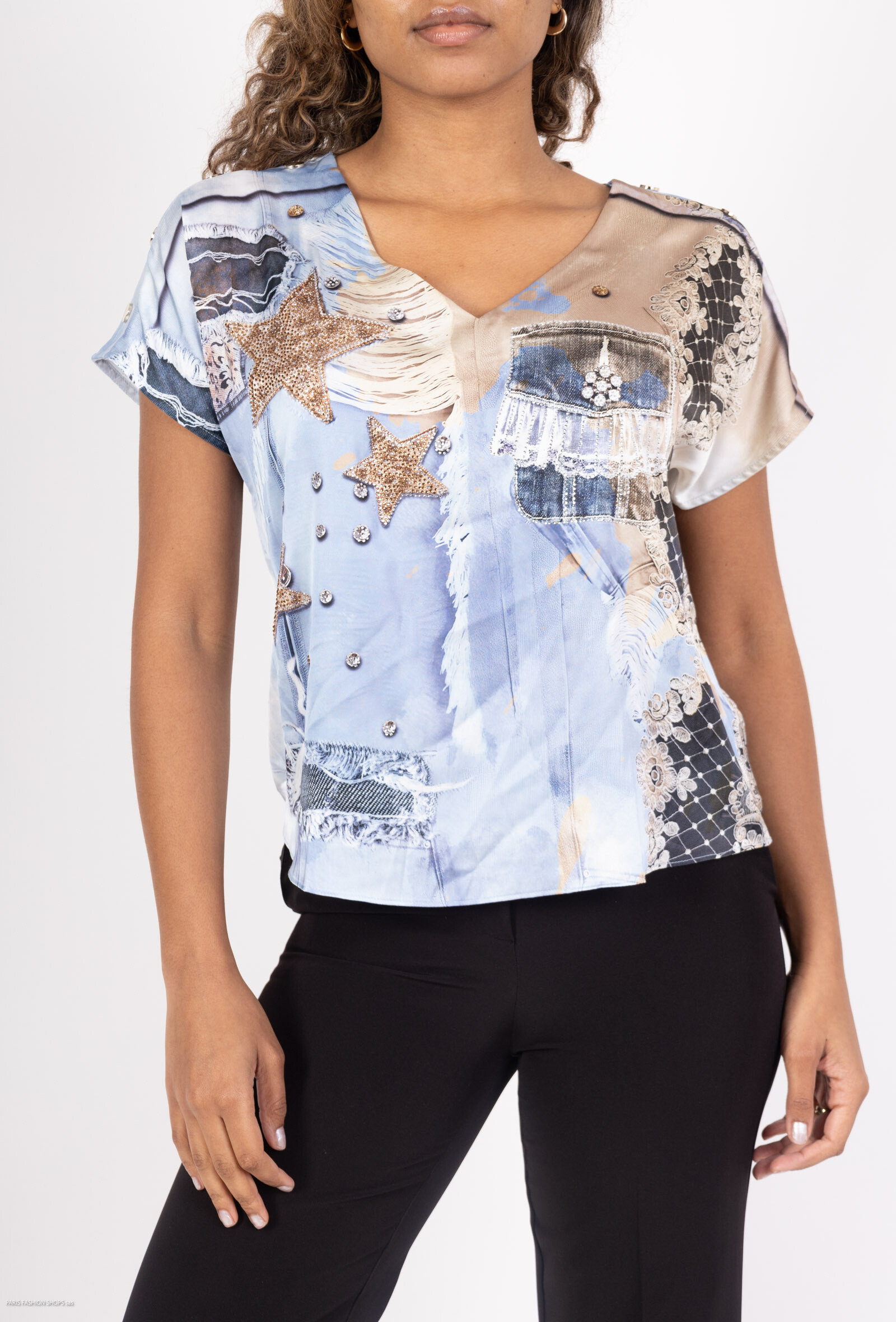 Wholesaler Missy Tekstil - Strass printed t-shirt