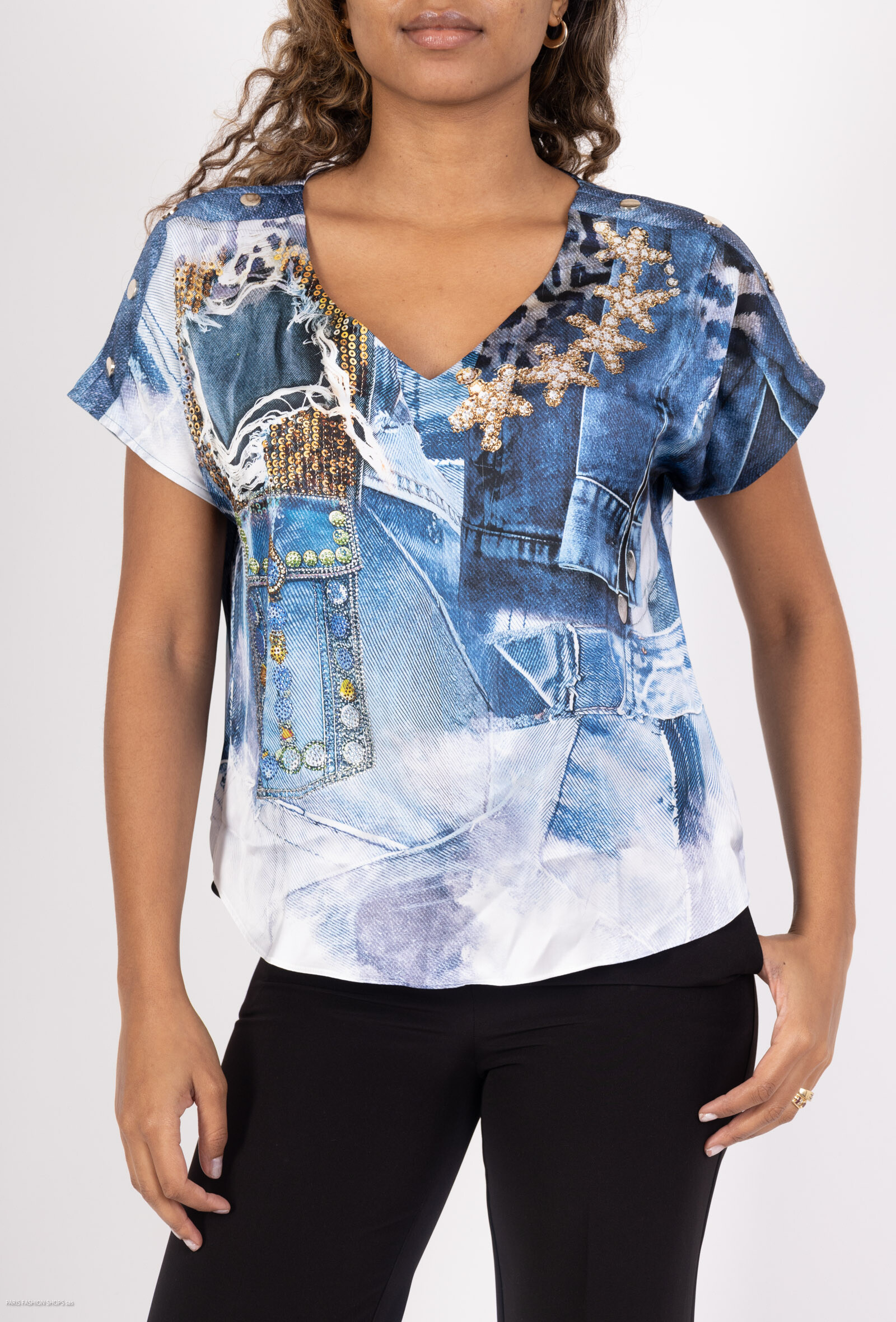 Wholesaler Missy Tekstil - Strass printed t-shirt
