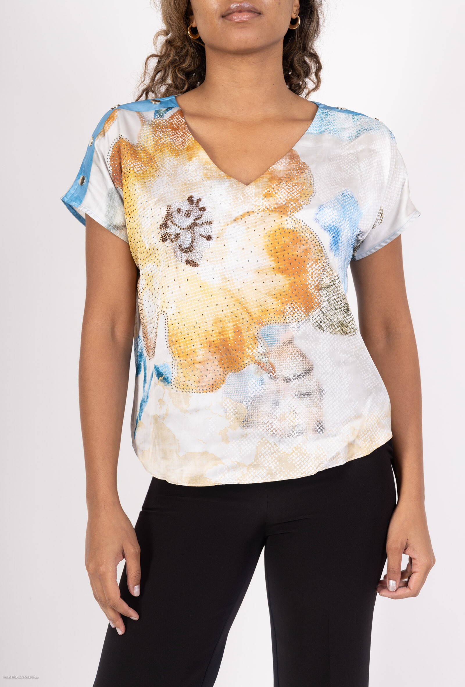 Wholesaler Missy Tekstil - Strass printed t-shirt