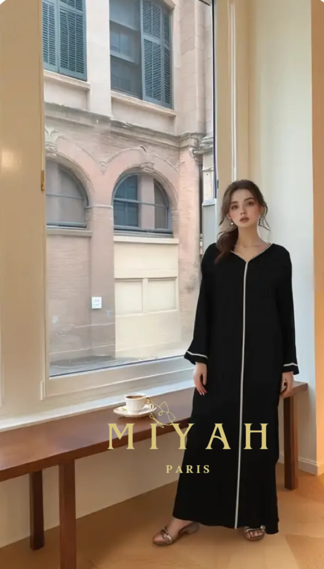 Grossista MIYAH paris - Abaya con bordo contrastante e 2 tasche
