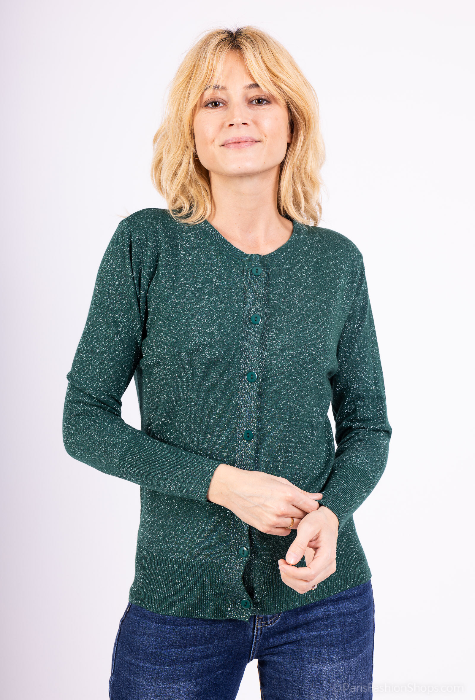 Wholesaler MJ FASHION - Shiny buttoned cardigan