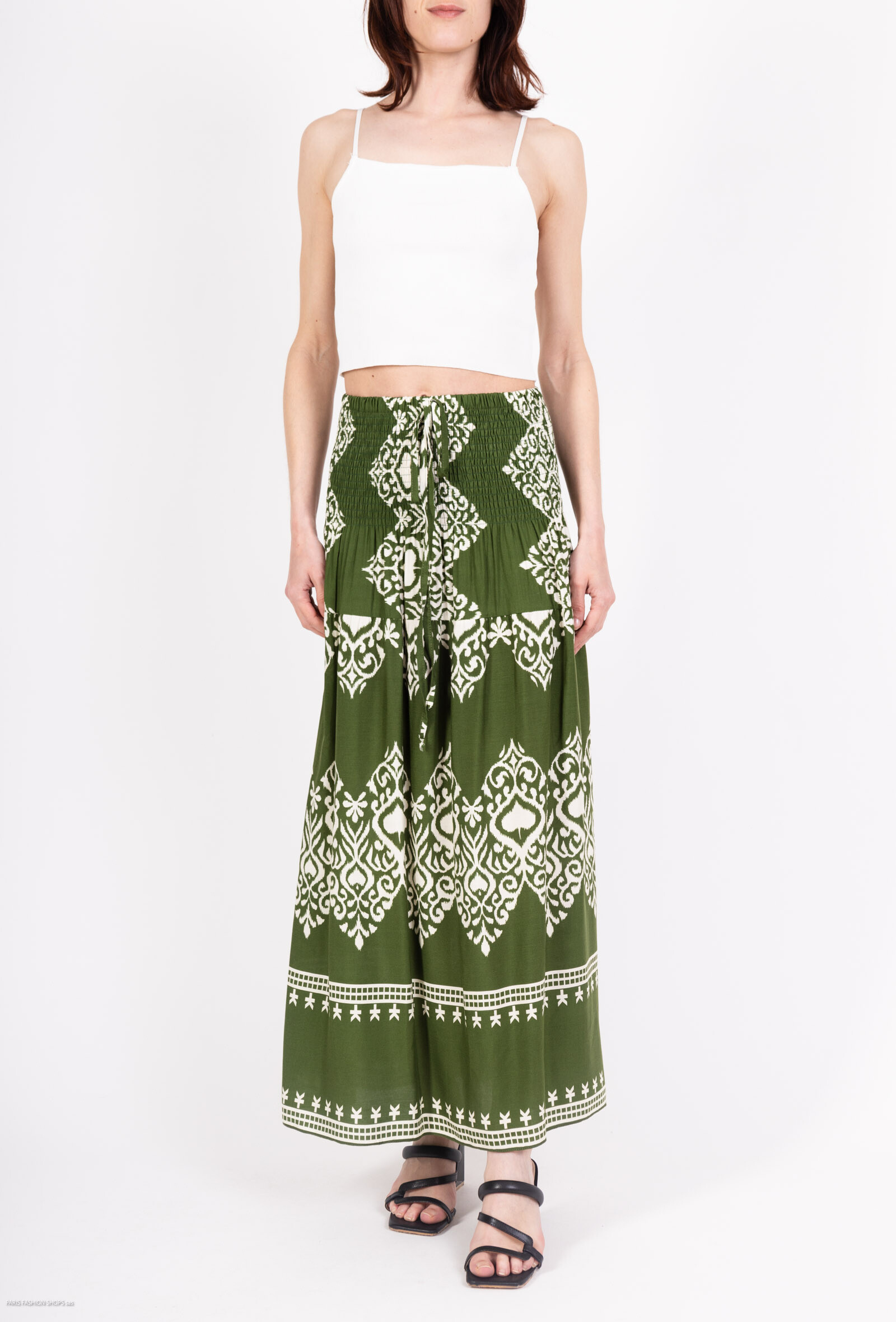 Wholesaler MJ FASHION - Floral pleated skirt with gold details