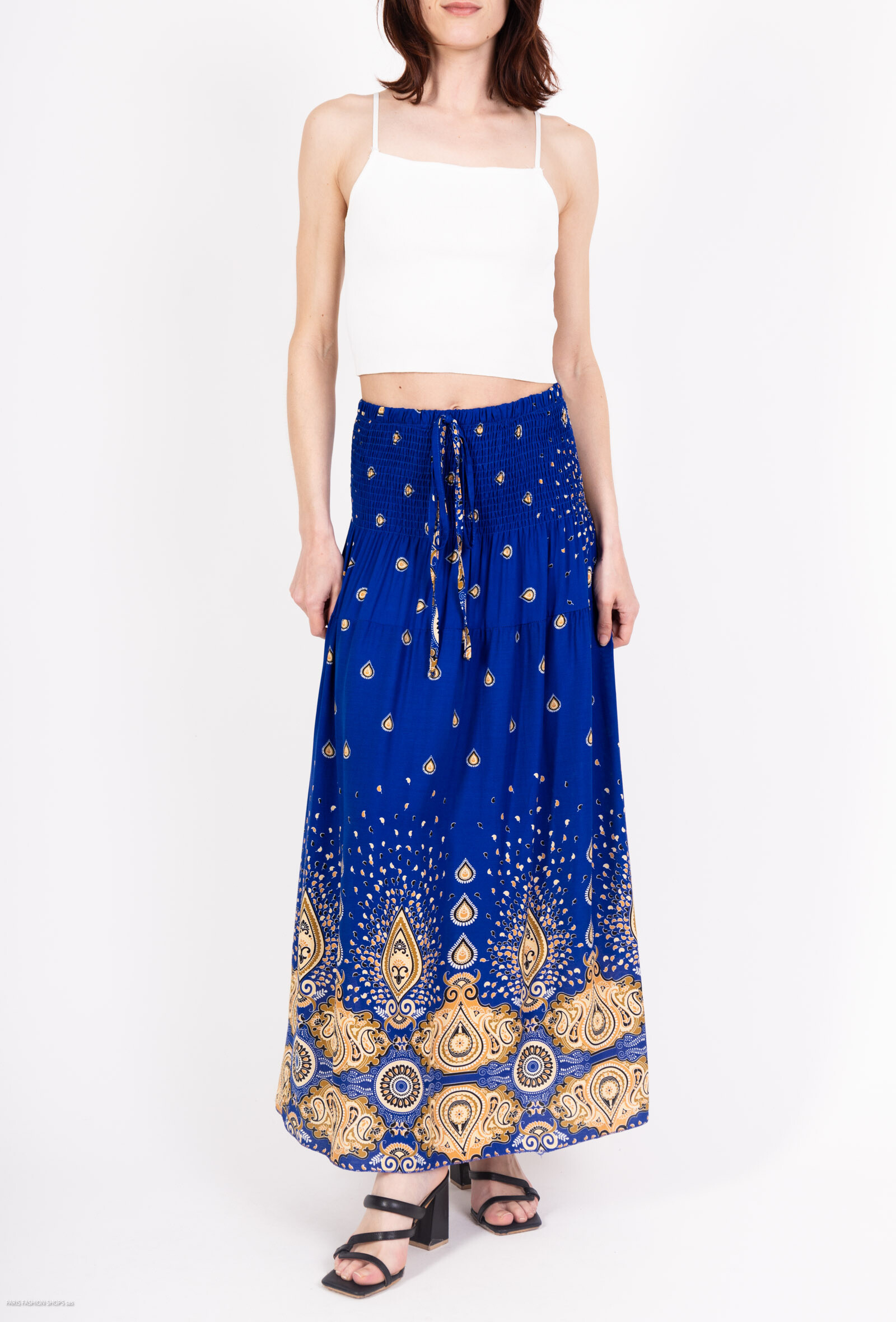 Wholesaler MJ FASHION - Floral pleated skirt with gold details